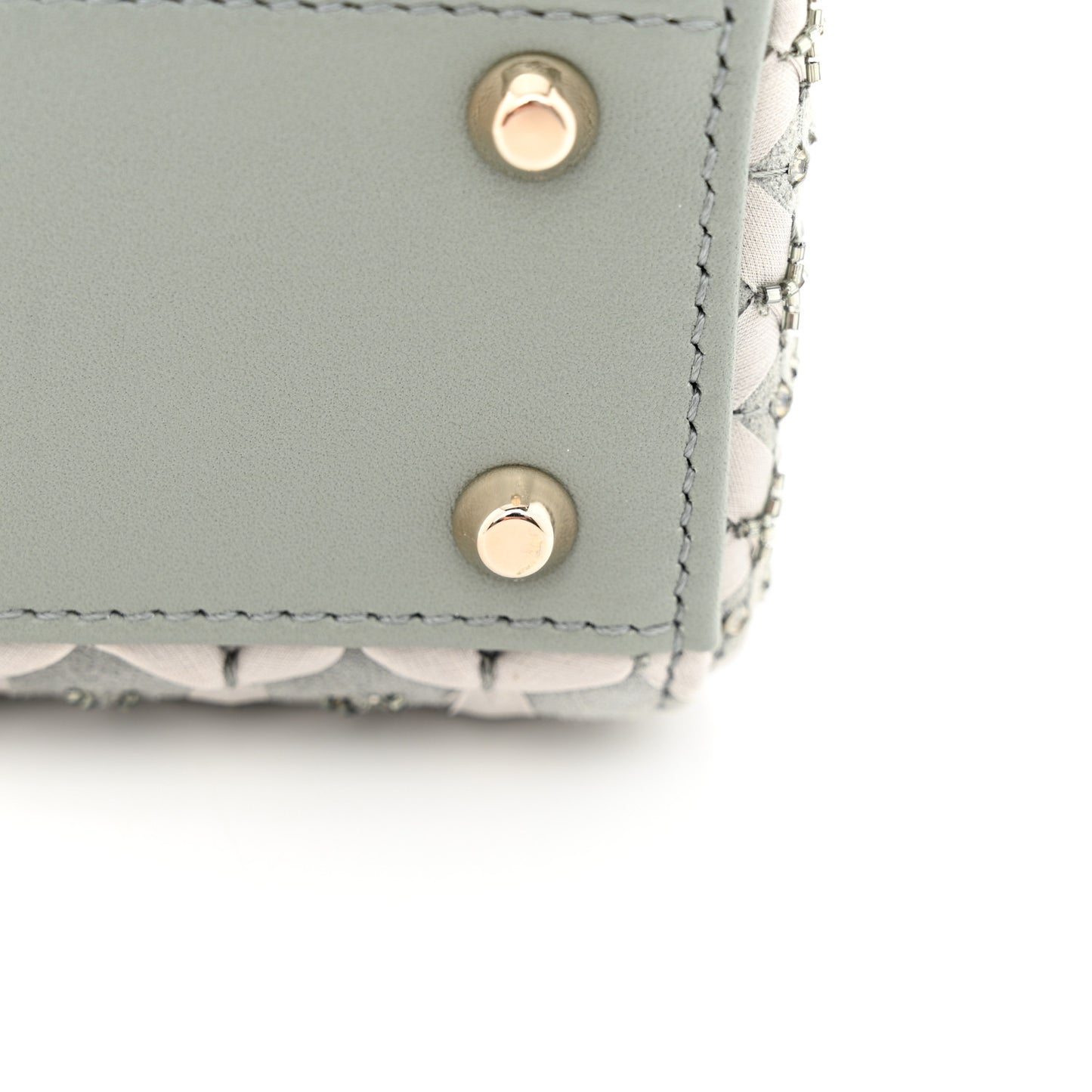 Suede Calfskin Stone And Beads Mini Lady Dior Grey