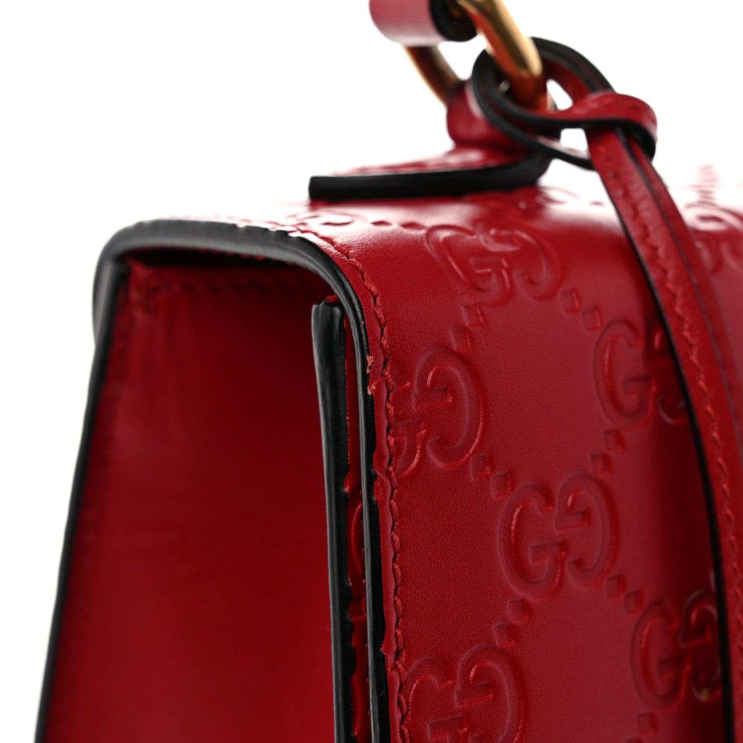Gucci Guccissima Signature Small Padlock Top Handle Bag Hibiscus Red 11 of 11