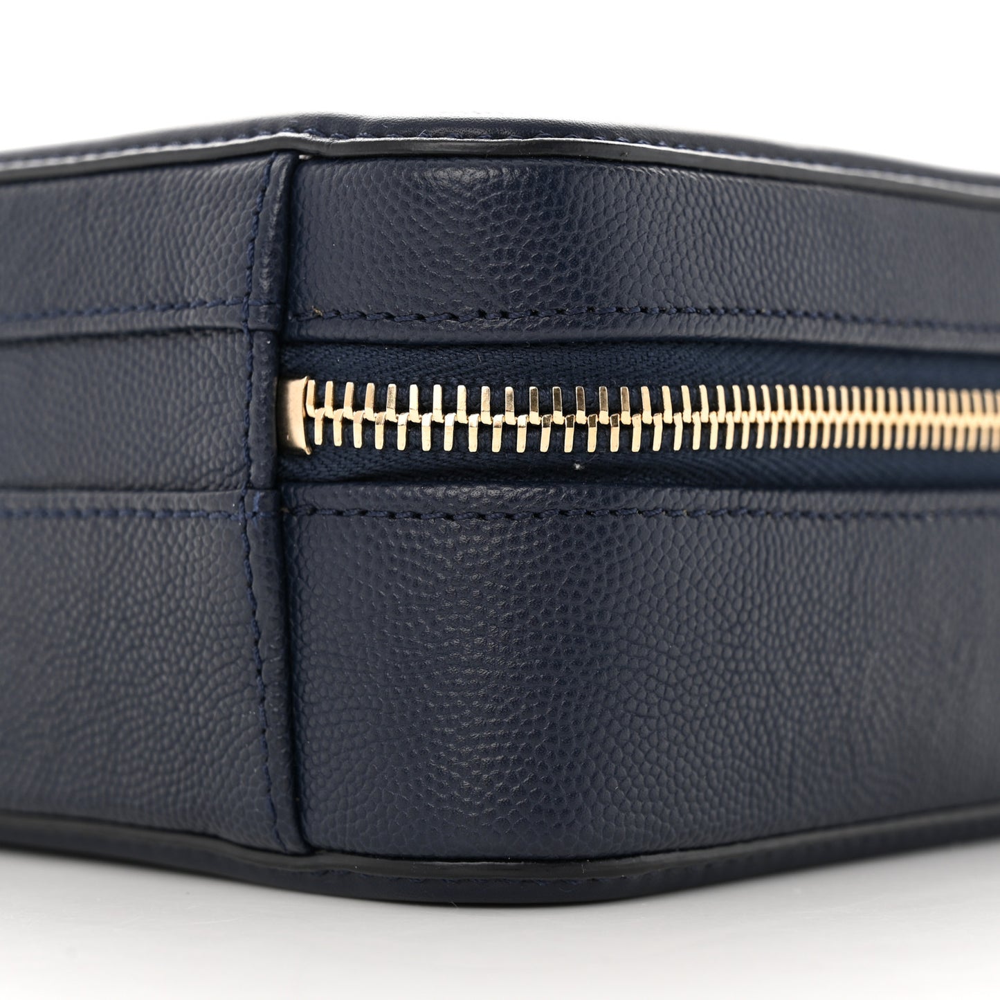 Caviar Quilted Small CC Filigree Vanity Case Navy