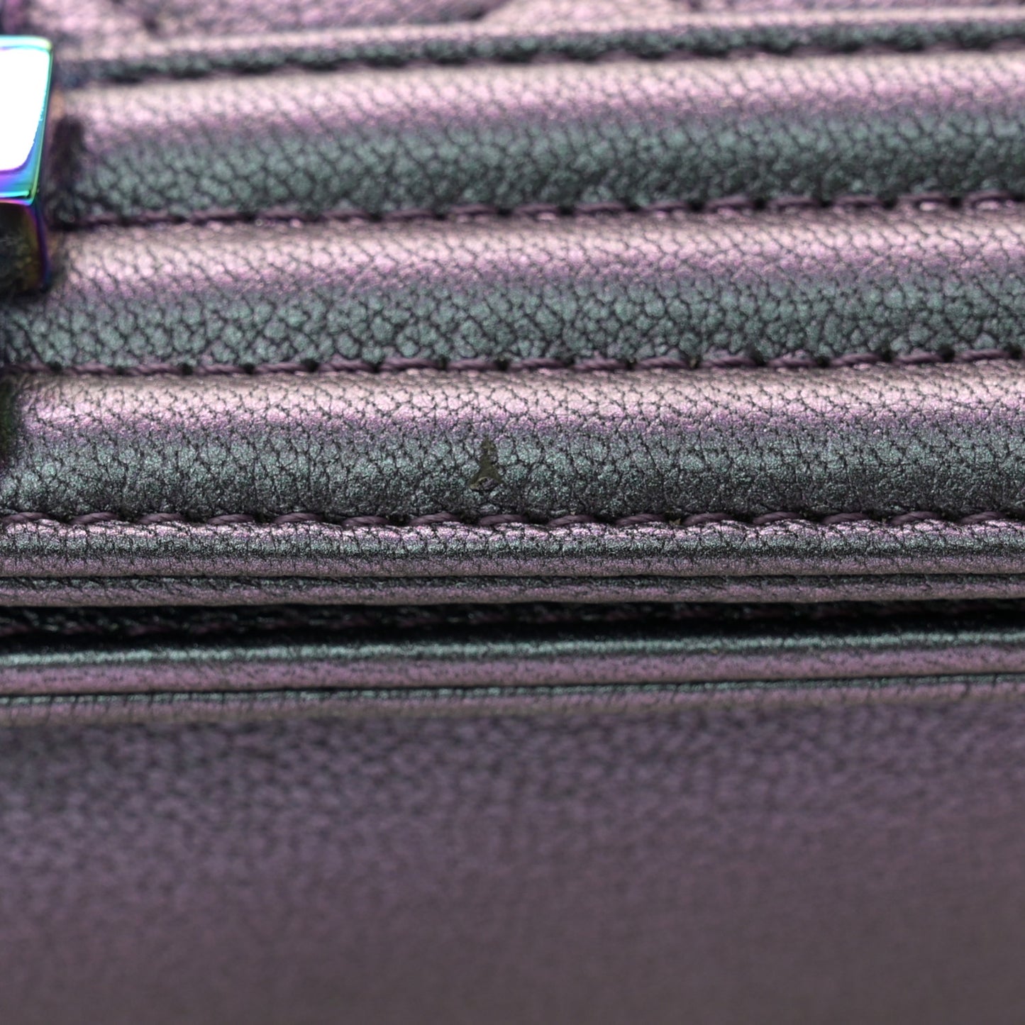 Iridescent Goatskin Quilted Medium Boy Flap Purple