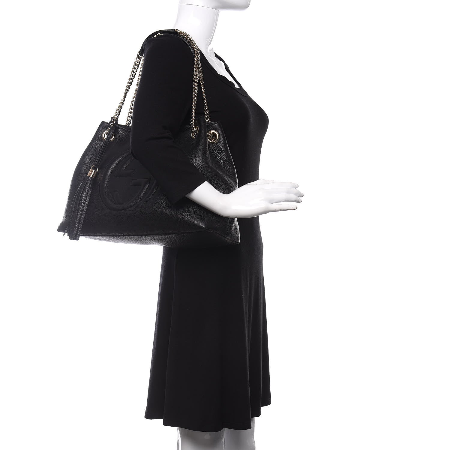 Gucci Pebbled Calfskin Medium Soho Chain Shoulder Bag Black 2 of 10