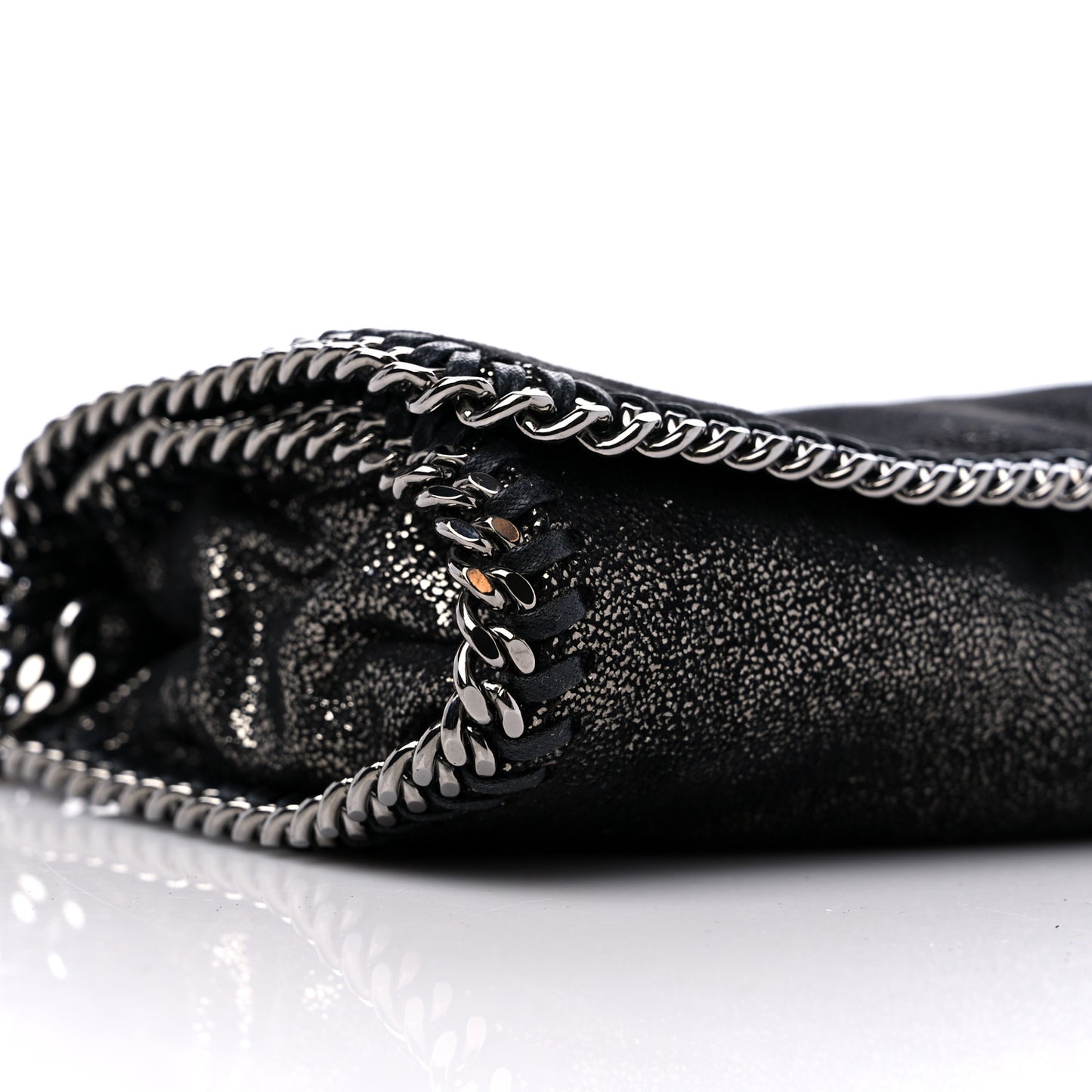 Chamois Shiny Dotted Falabella Crossbody Bag Ruthenium