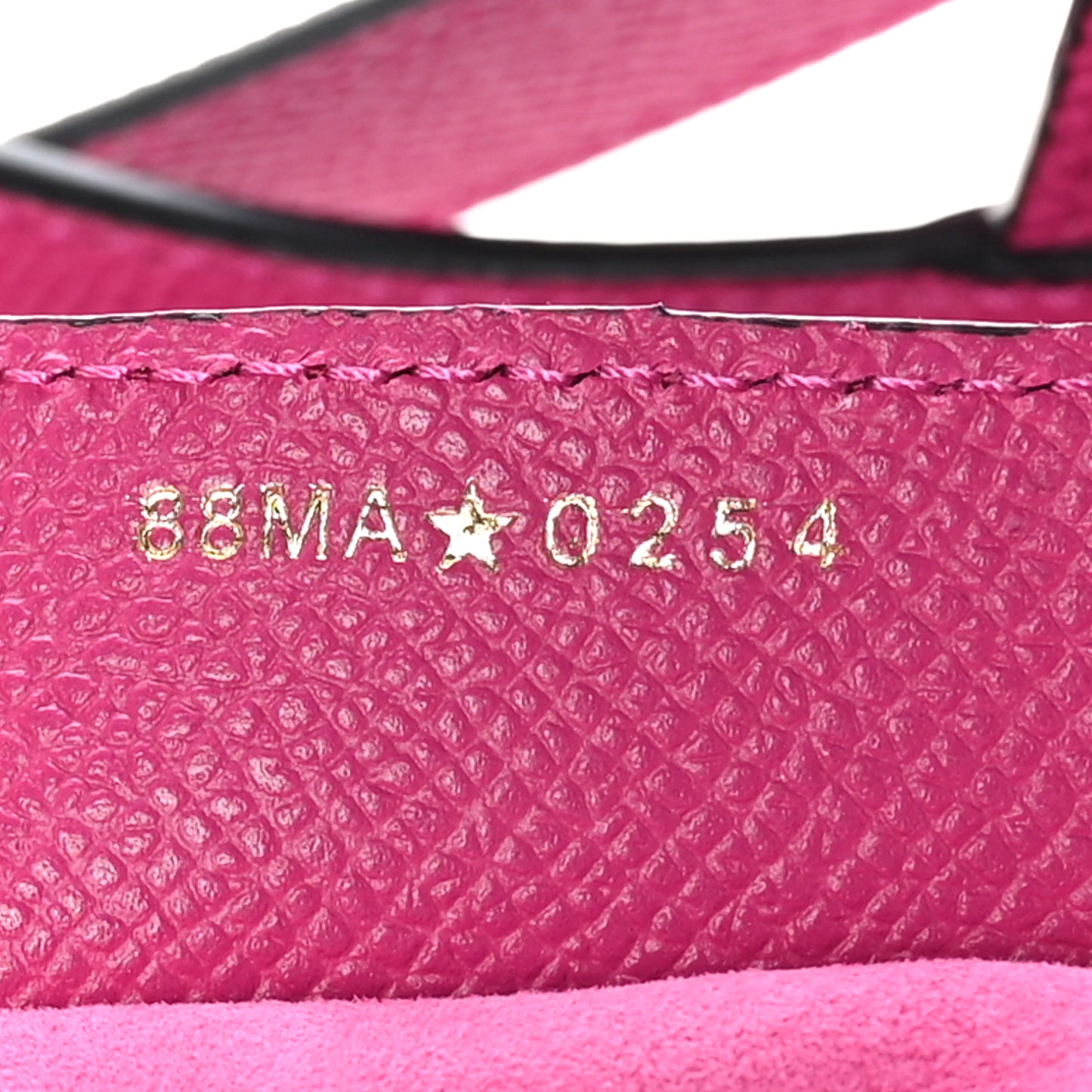 Grained Calfskin Saddle Bag With Strap Fuchsia