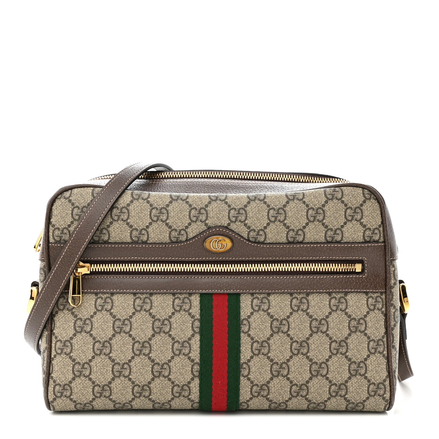 GG Supreme Monogram Web Small Ophidia Shoulder Bag Brown