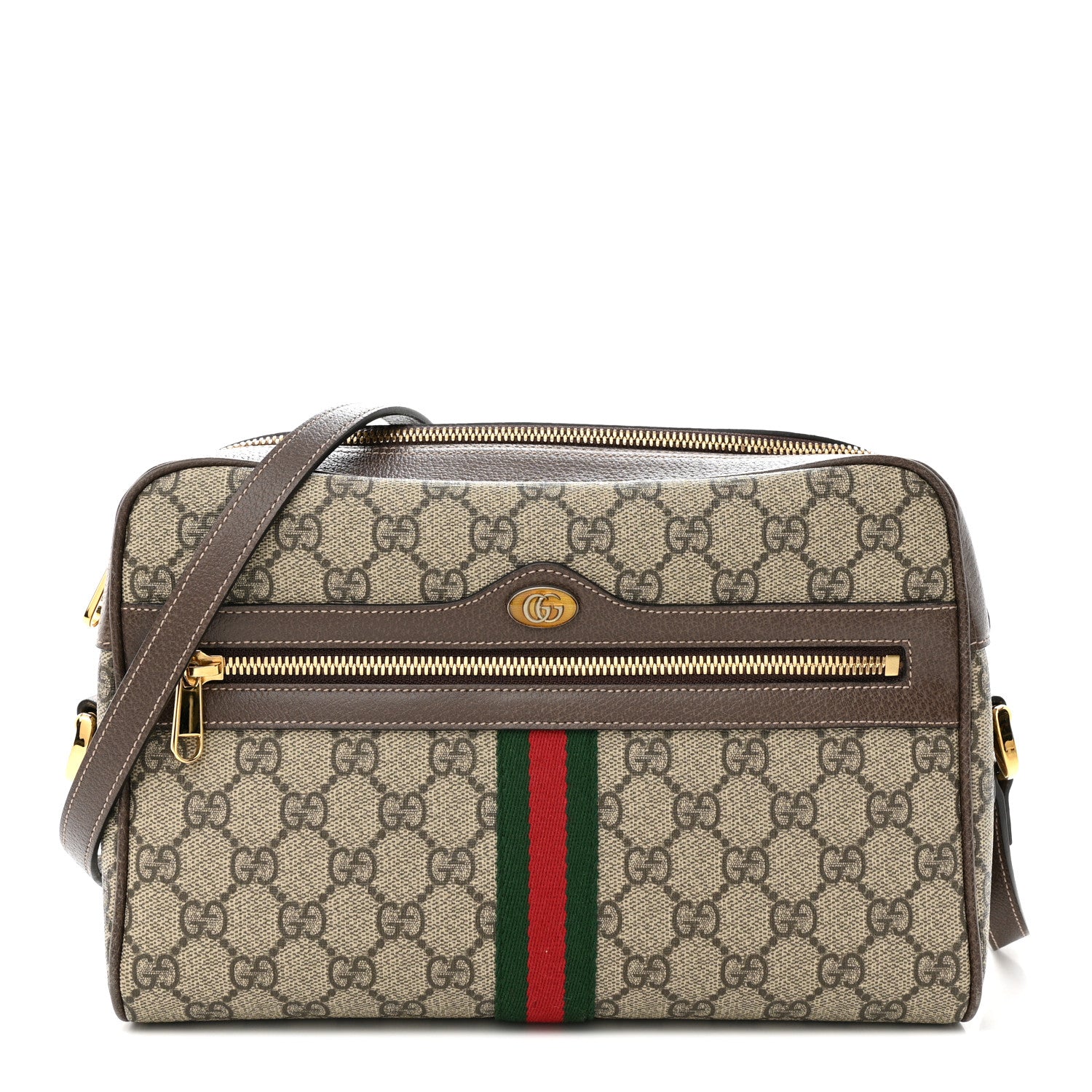 Gucci GG Supreme Monogram Web Small Ophidia Shoulder Bag Brown 1 of 12