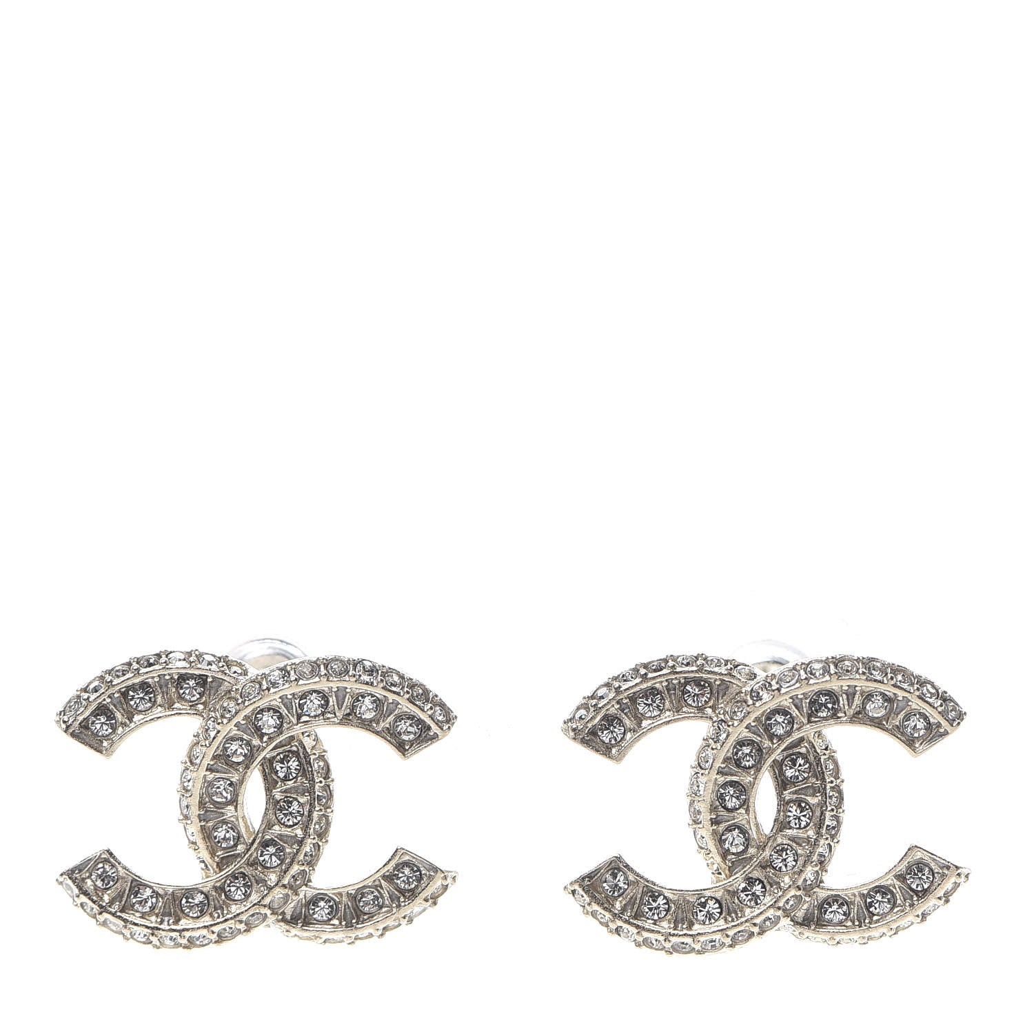 Chanel Crystal Textured CC Earrings Gold 1 of 5
