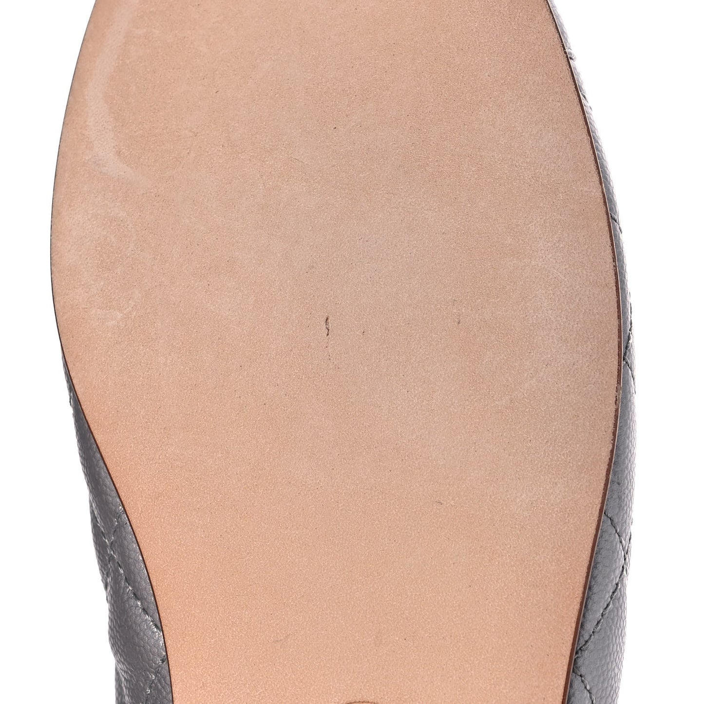 Crumpled Lambskin Quilted CC Ballerina Flats 40 Grey