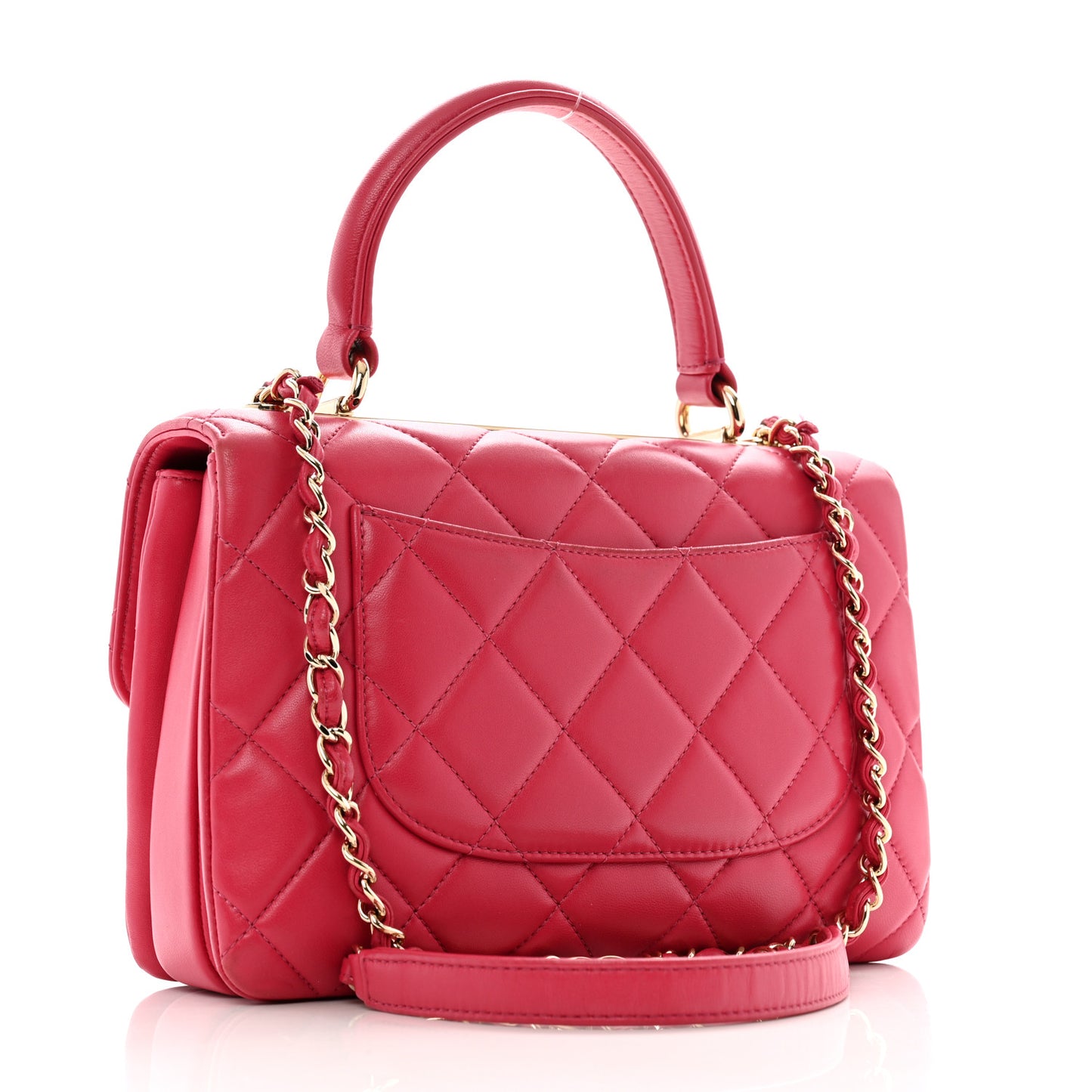 Lambskin Quilted Small Trendy CC Flap Dual Handle Bag Dark Pink