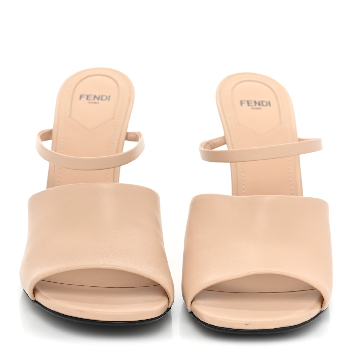 Calfskin Fendi First 95mm Slide Sandals 39.5 Poudre