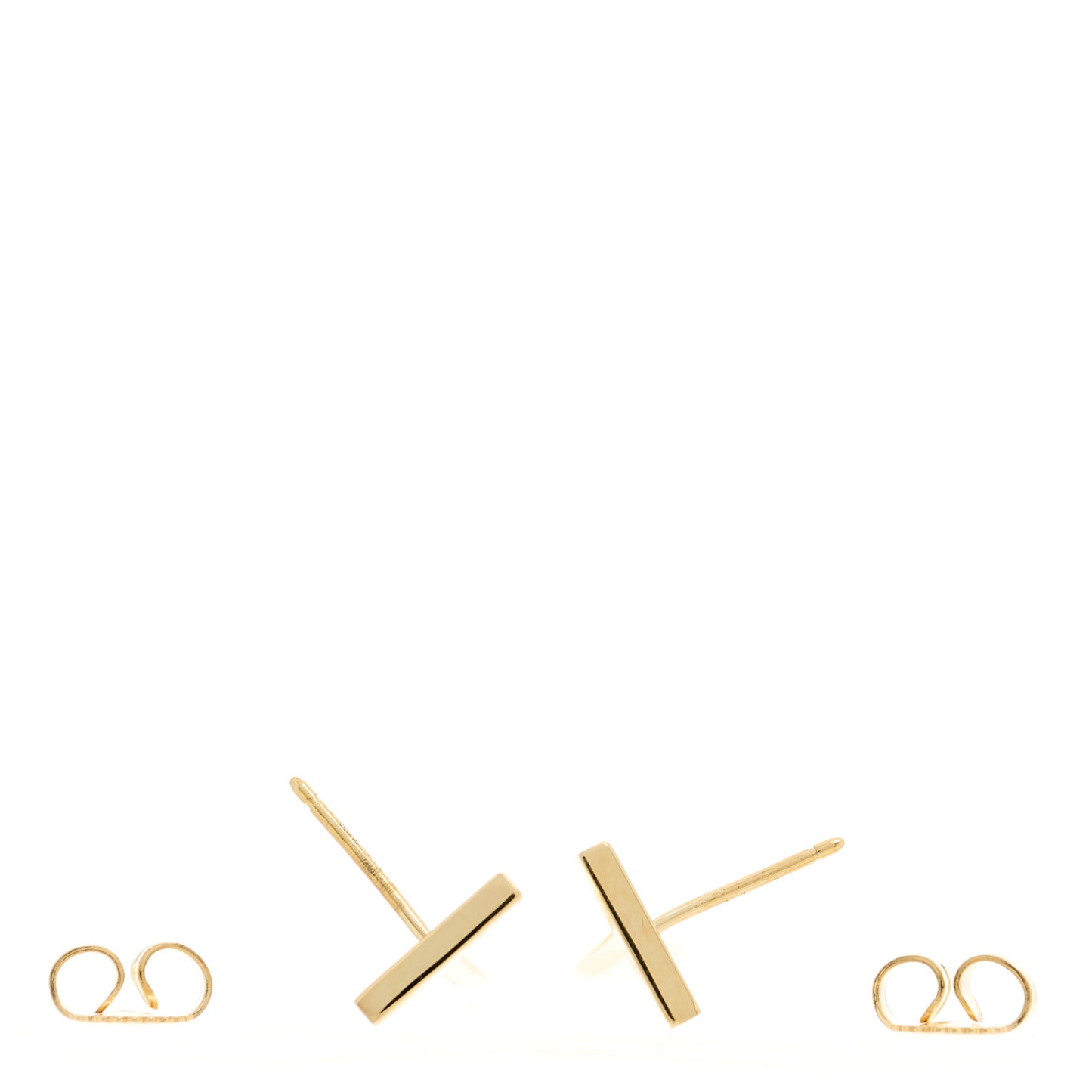 18K Yellow Gold T Elongated Wire Bar Earrings