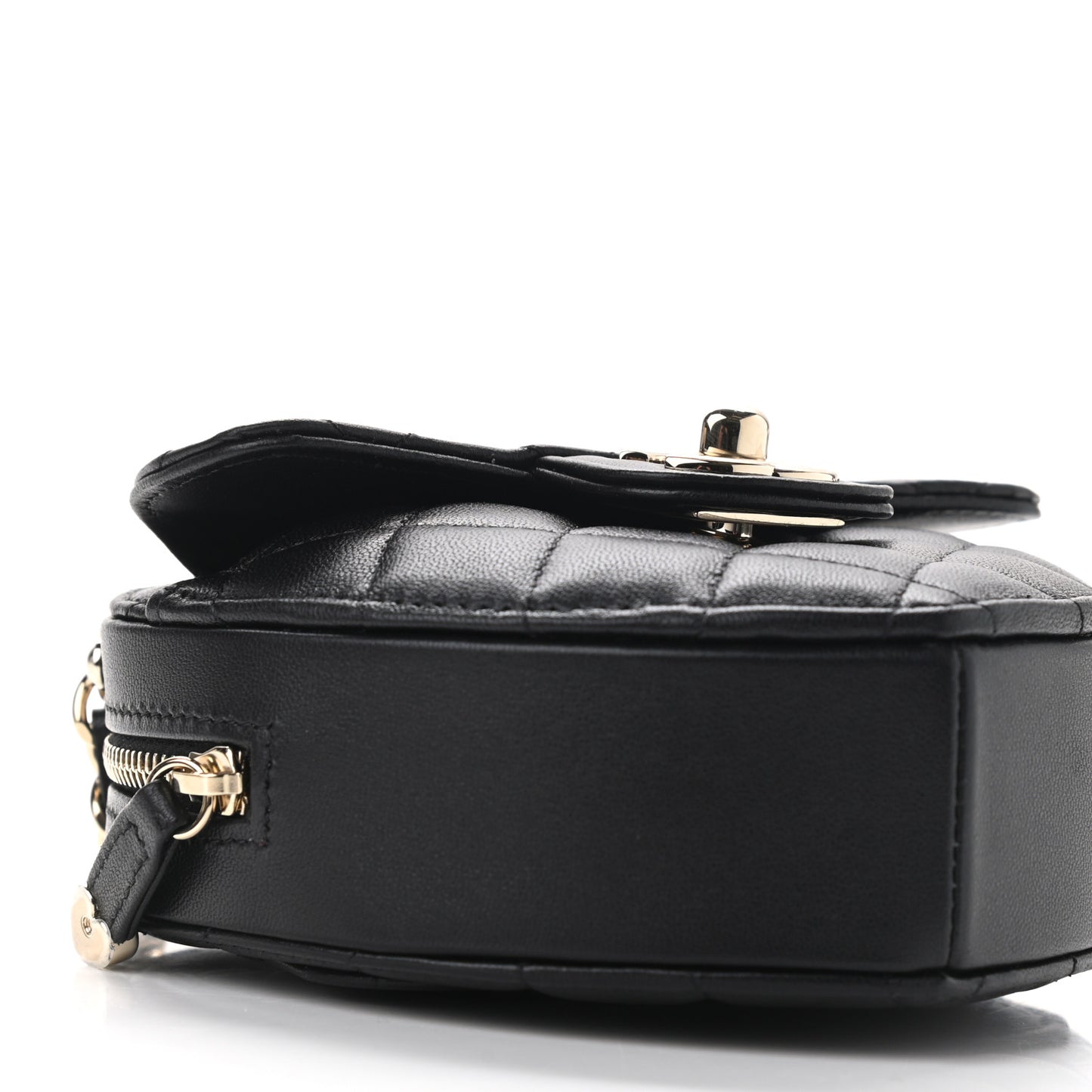 Lambskin Quilted CC In Love Heart Clutch With Chain Black