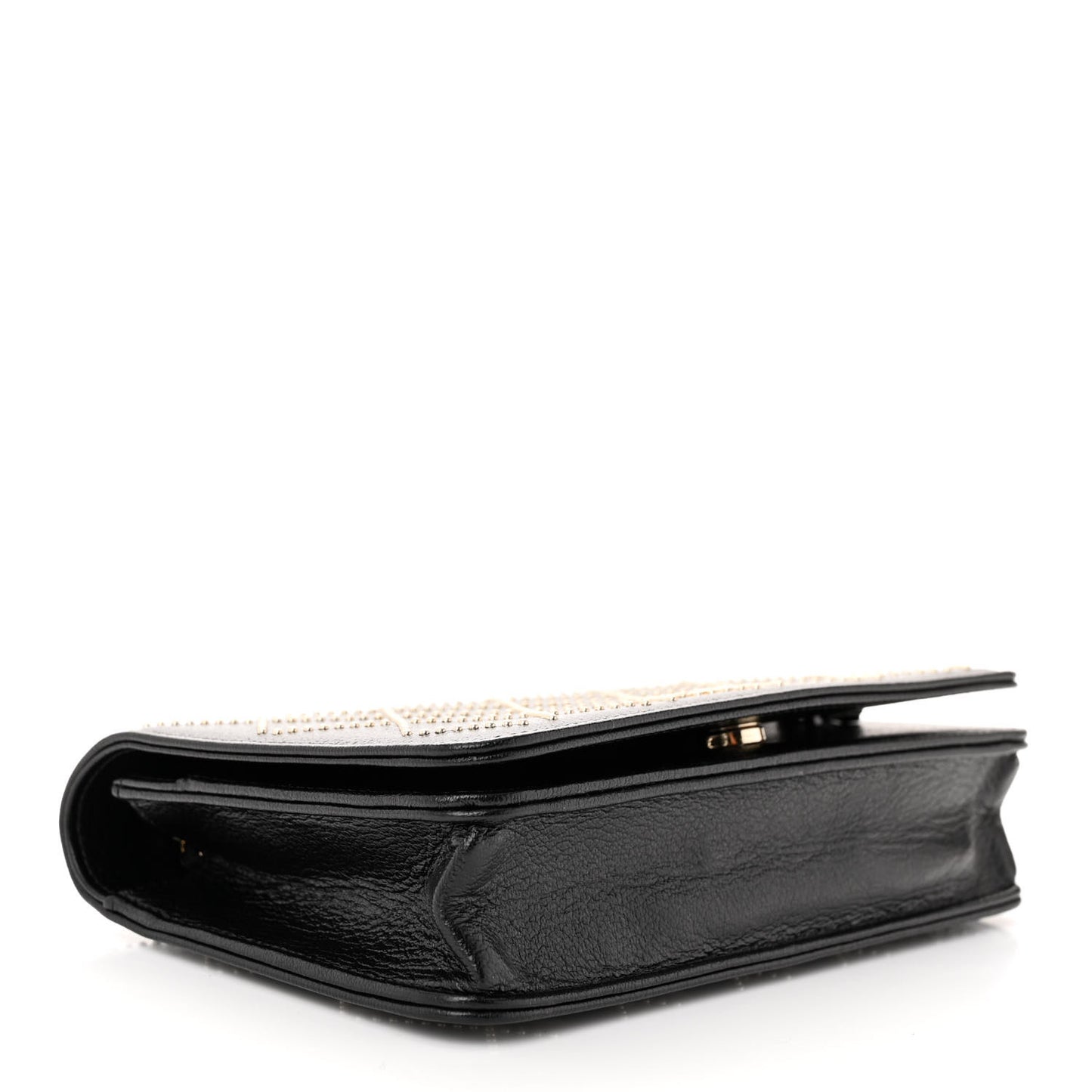 Lambskin Crystal Quilted Wallet On Chain WOC Black