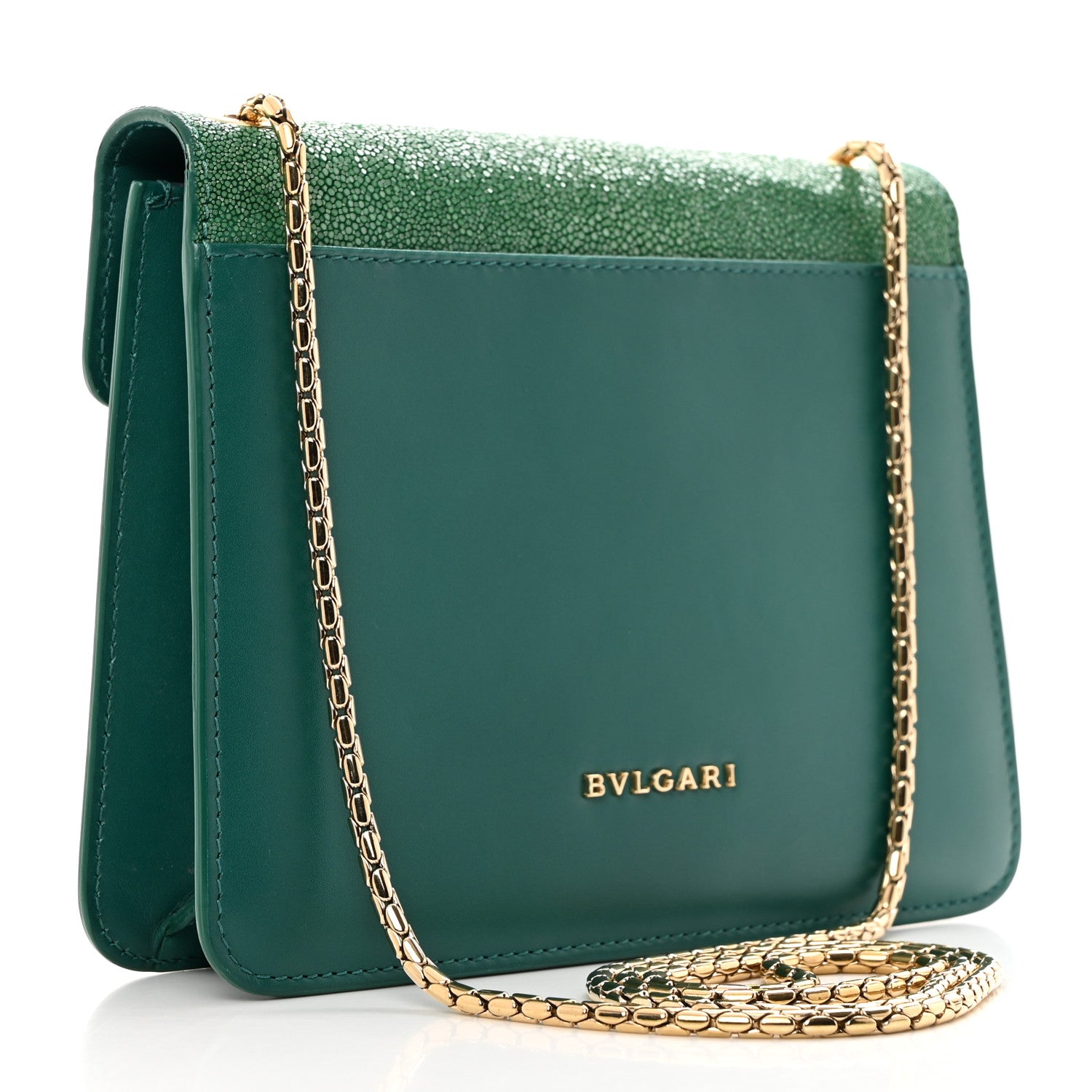 Bulgari Galuchat Calfskin Serpenti Forever Crossbody Bag Green 4 of 11