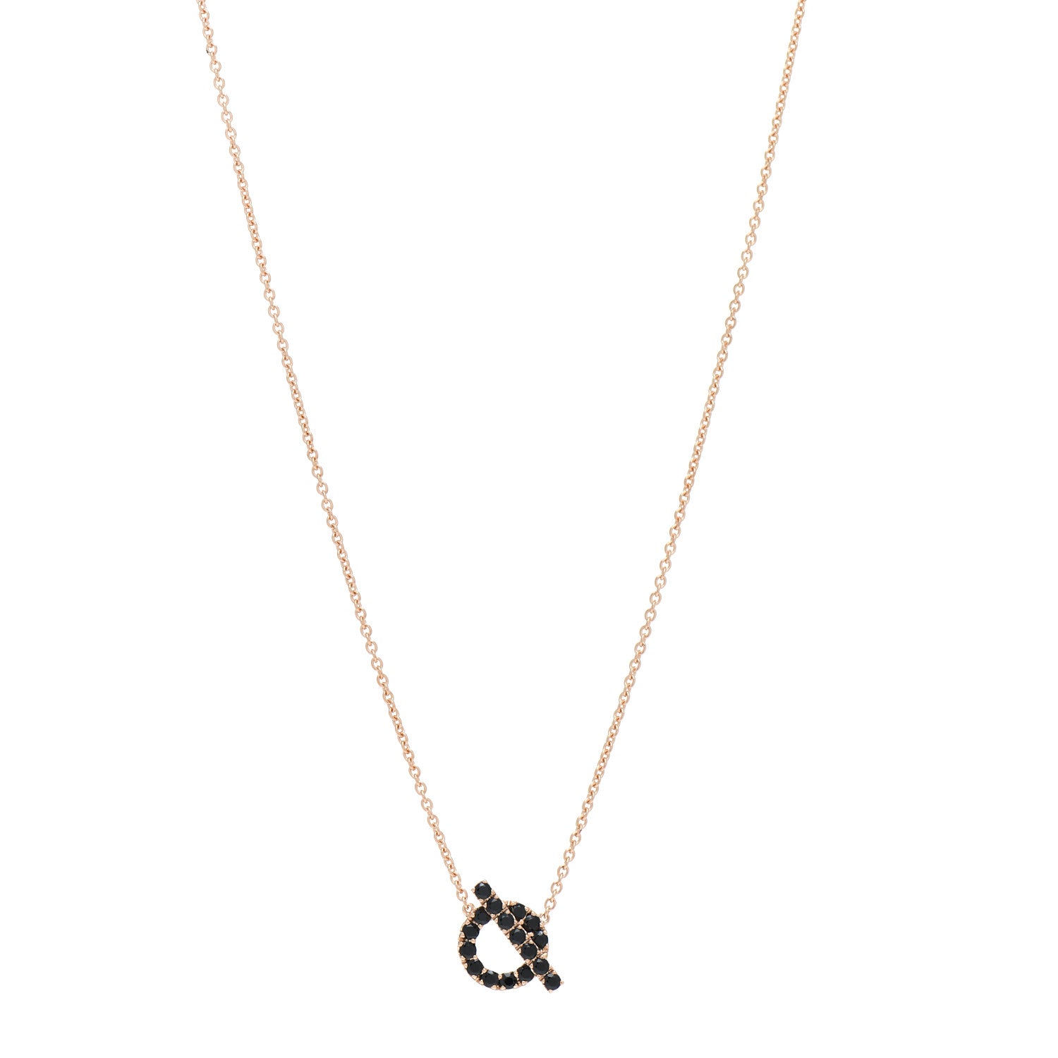 Hermes 18K Rose Gold Black Spinel Finesse Pendant Necklace 1 of 5