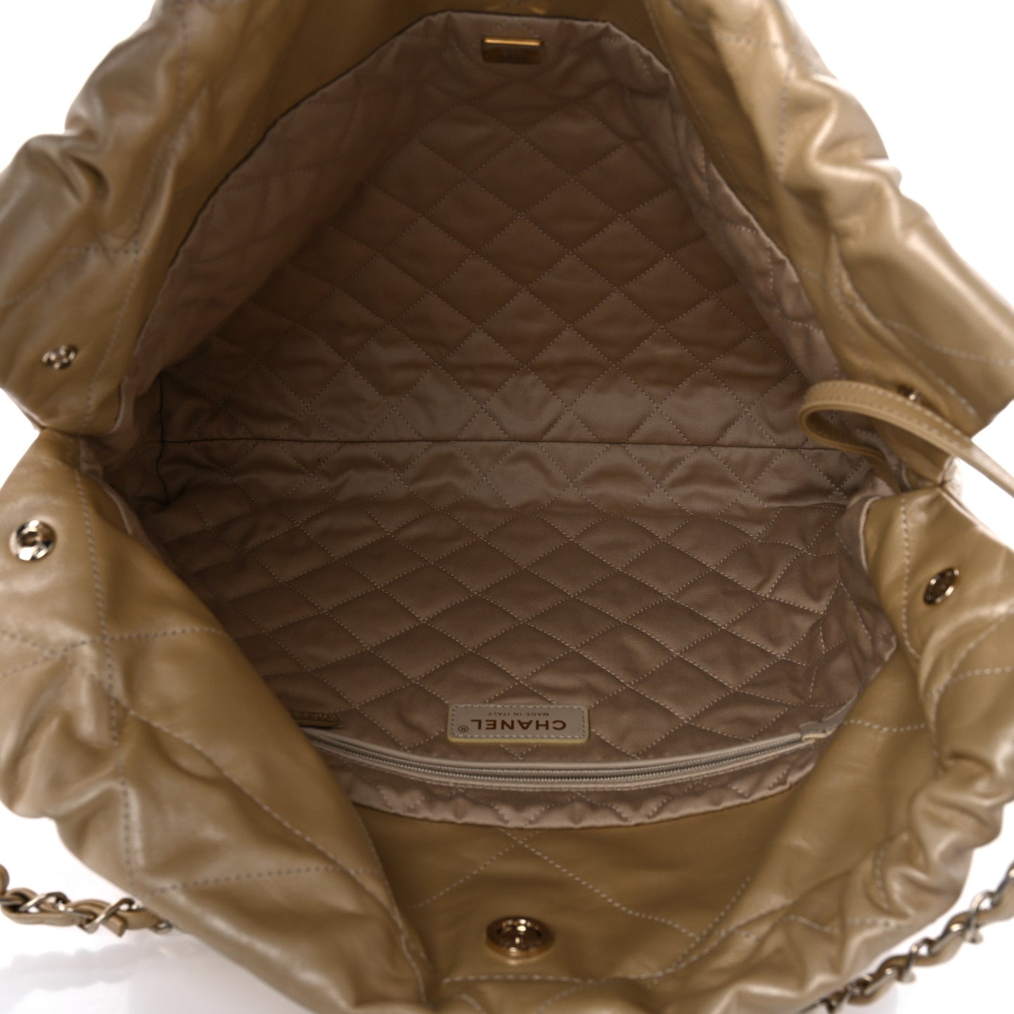 Shiny Crumpled Calfskin Quilted Chanel 22 Gold