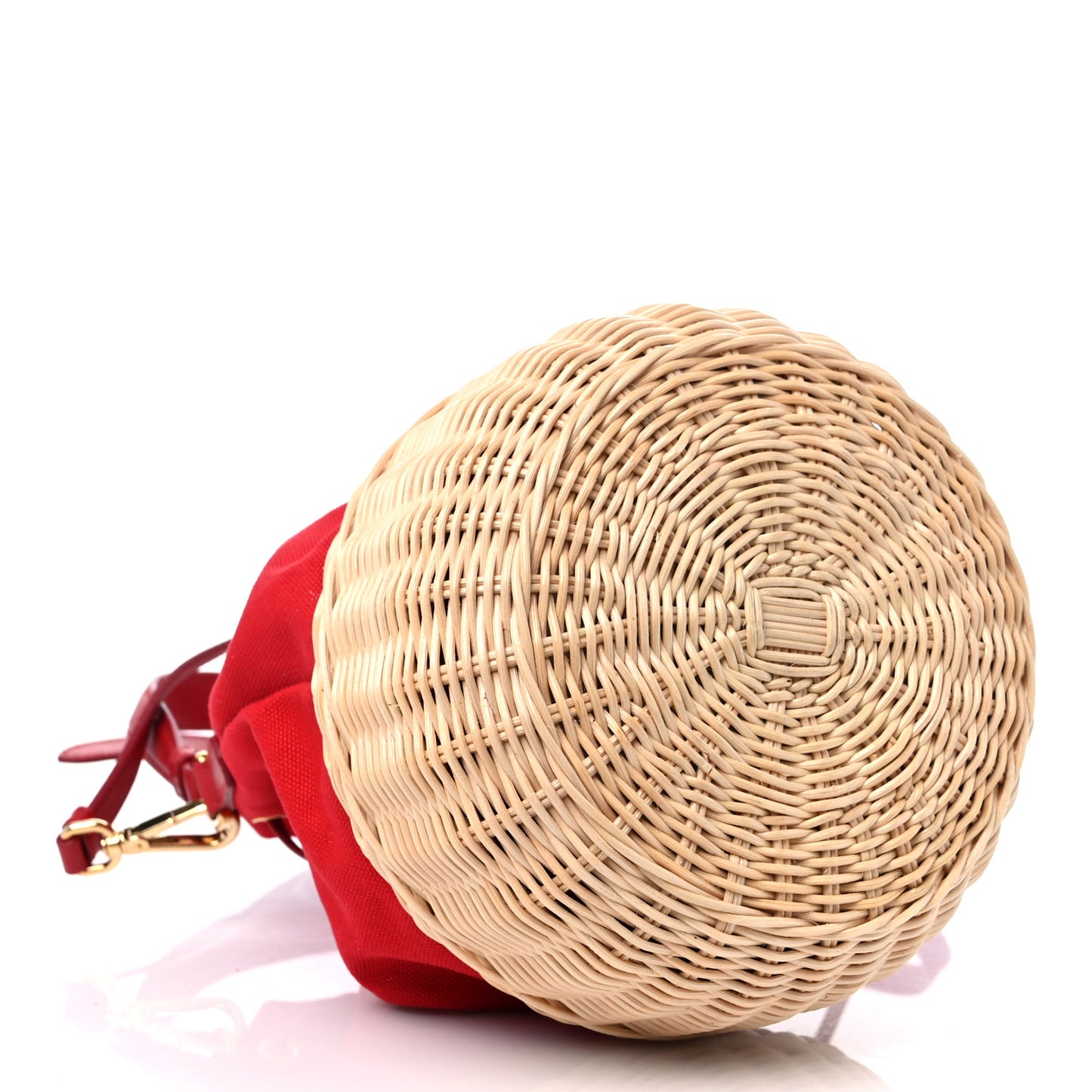 Wicker Canvas Bucket Bag Rosso