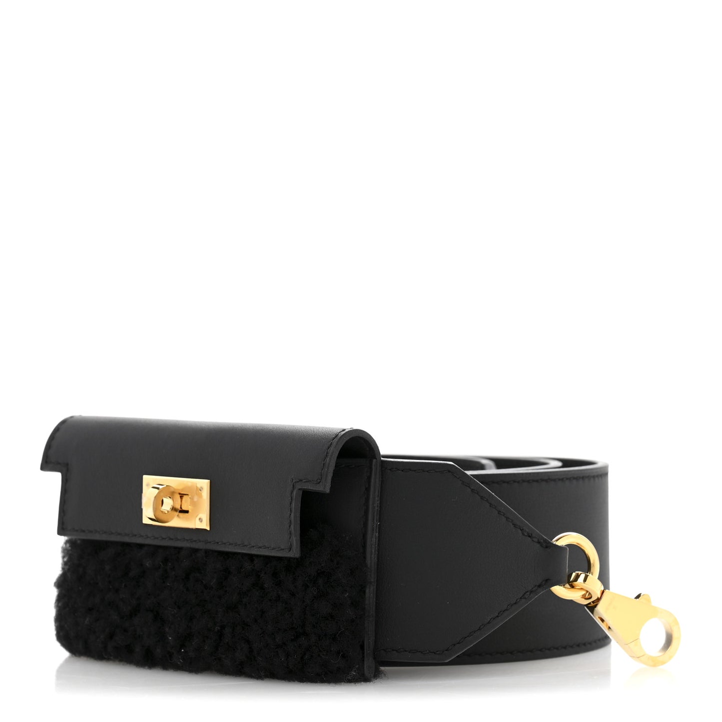 Swift Shearling Pocket Kelly Pluch Shoulder Strap Black