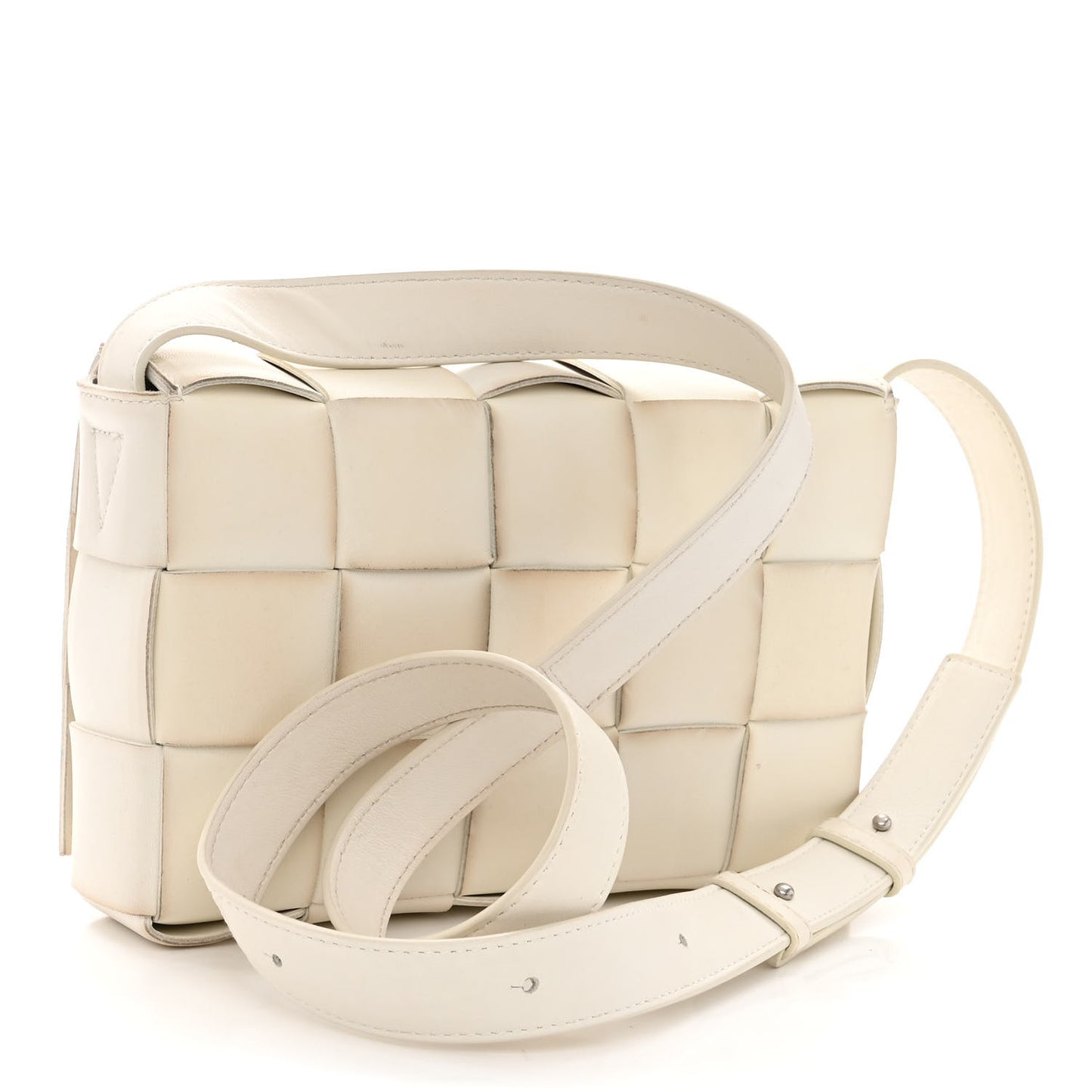 Lambskin Maxi Intrecciato Cassette Crossbody Bag White