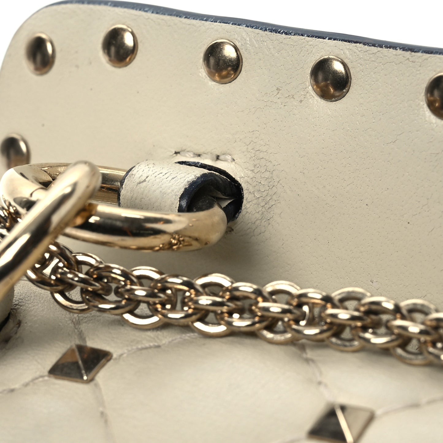 Nappa Small Rockstud Spike Shoulder Bag Light Ivory