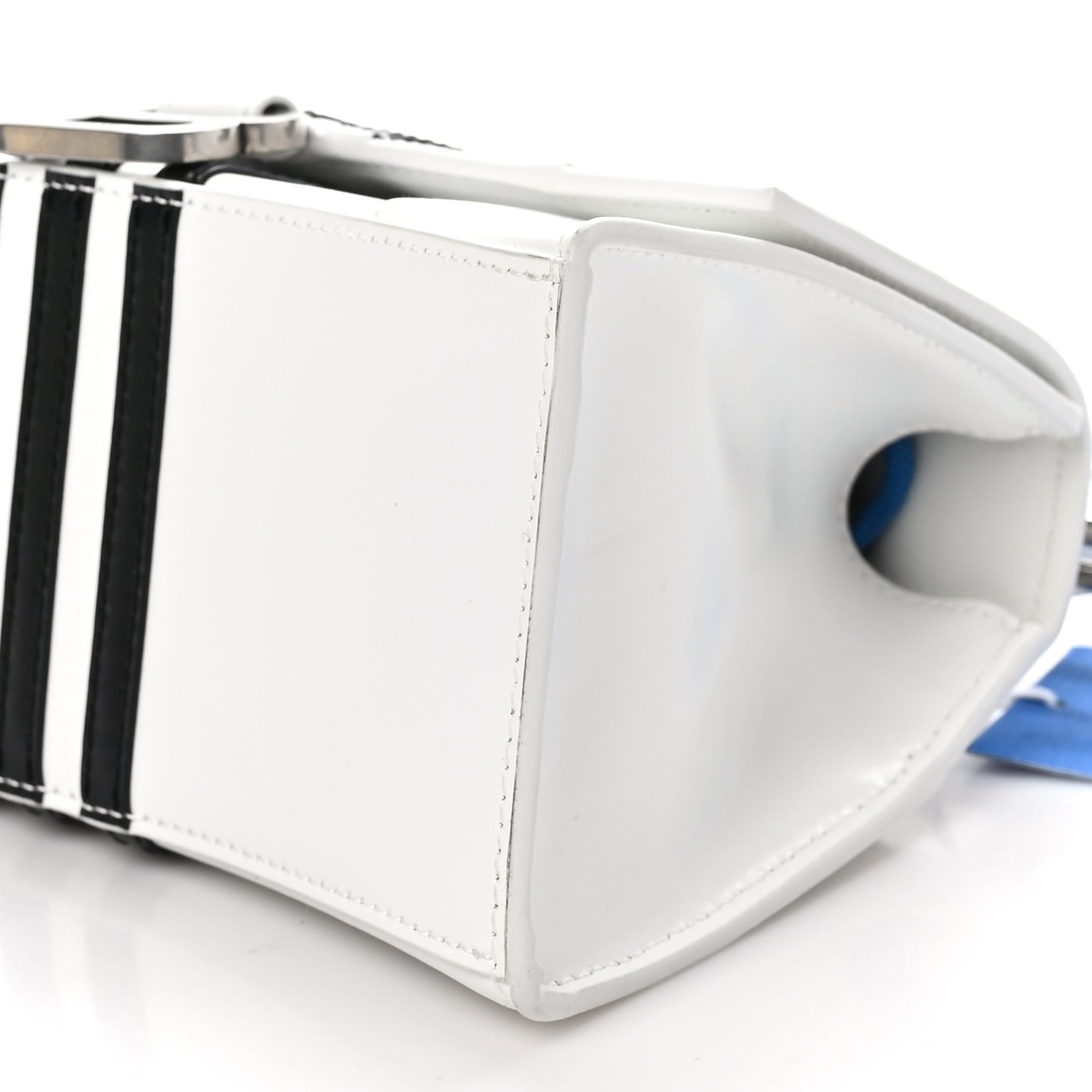 X ADIDAS Shiny Box Calfskin Hourglass Top Handle Bag XS Off White