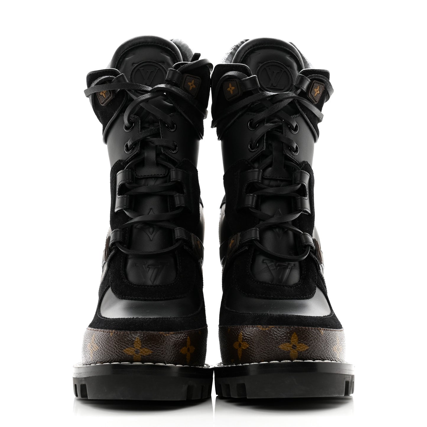 Suede Calfskin Monogram Star Trail Ankle Boots 38 Black