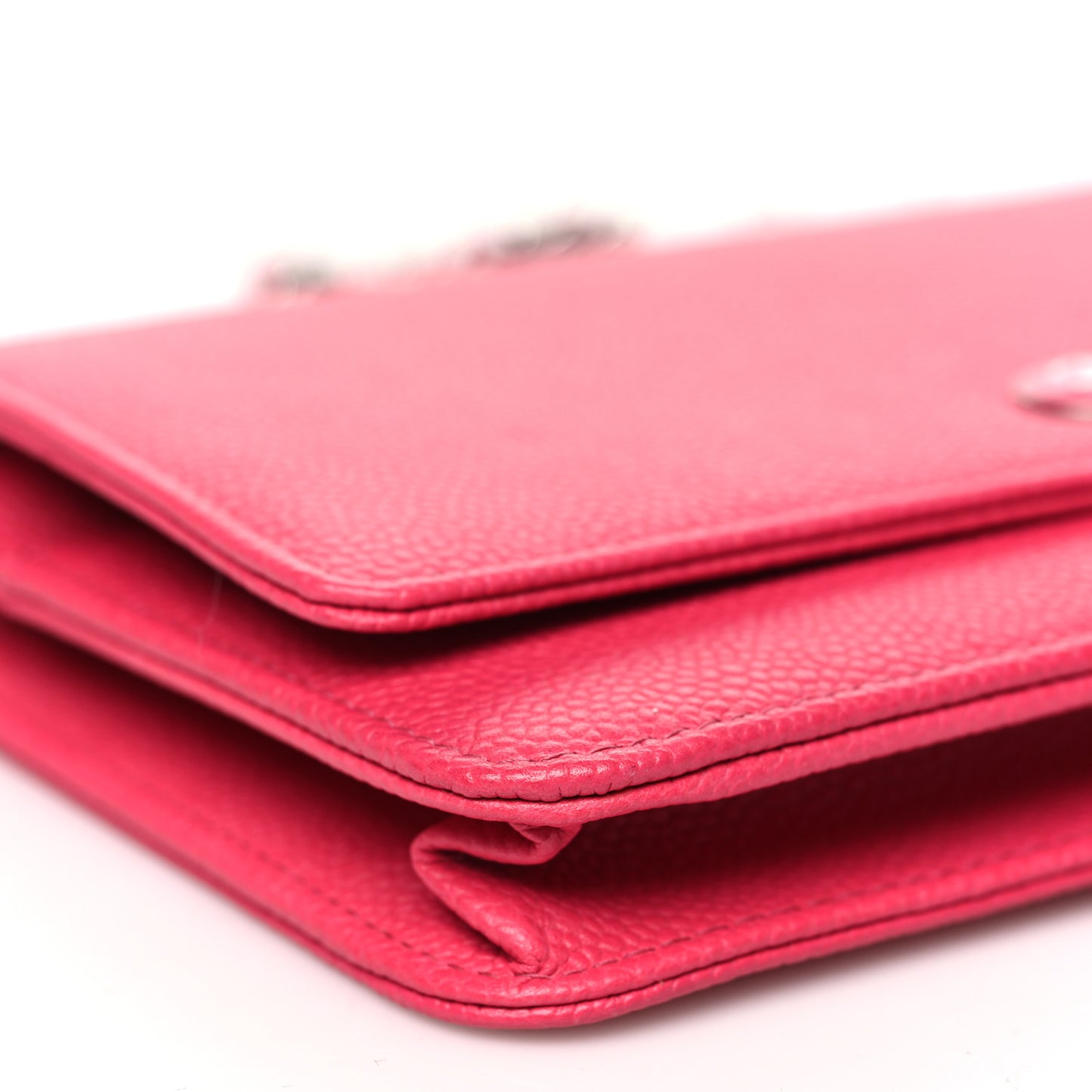 Caviar Enamel Button CC Wallet on Chain WOC Dark Pink