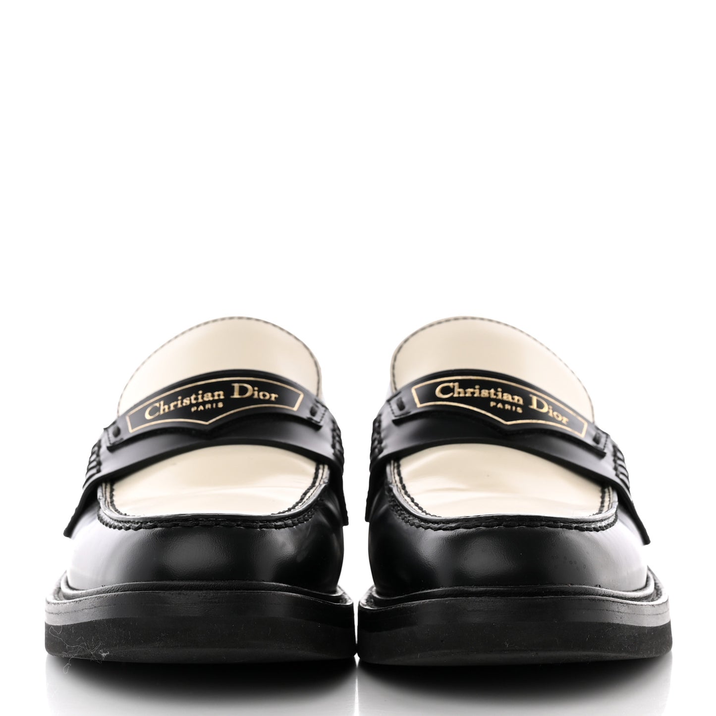 Brushed Calfskin Boy Loafers 35.5 Black White