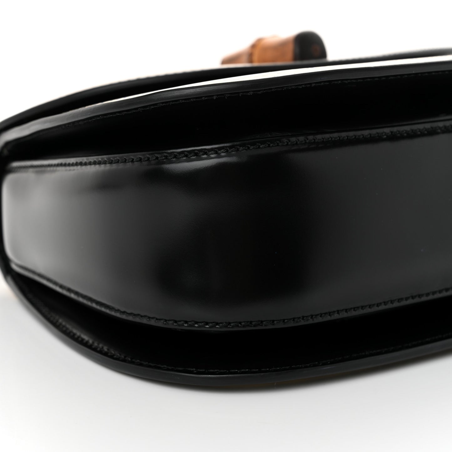 Calfskin Frame Print Bamboo Top Handle Bag Black
