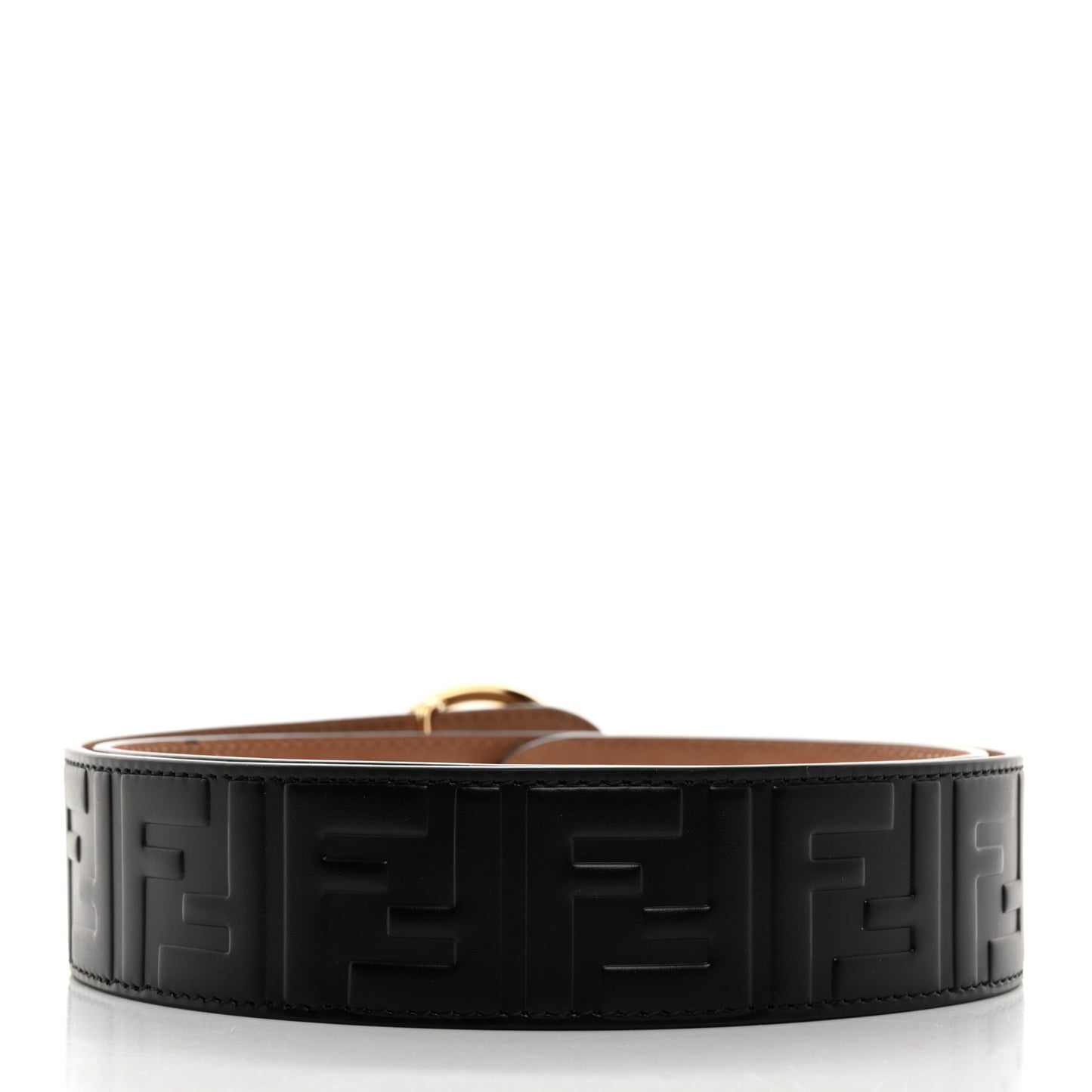 Calfskin F is Fendi FF 1974 Embossed Belt 90 36 Black