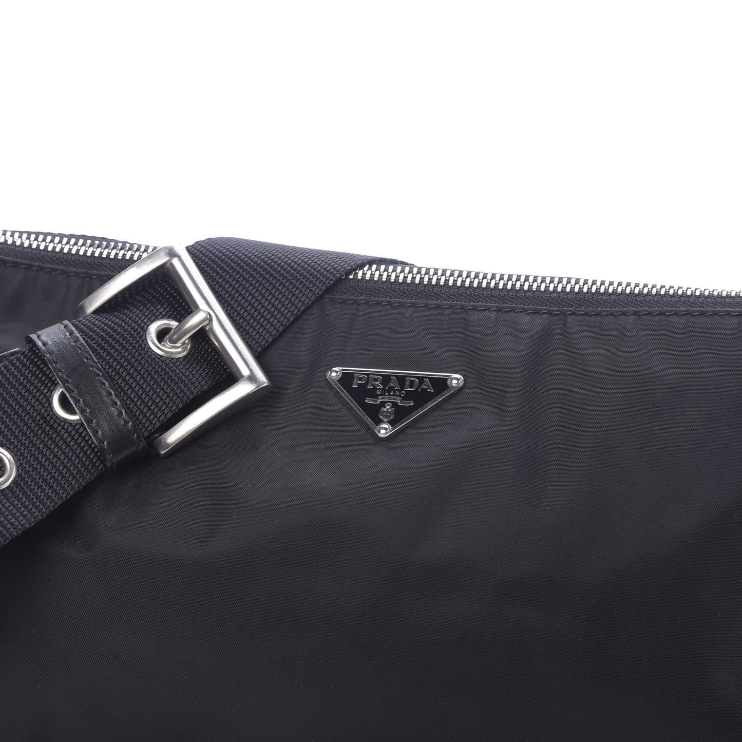 Tessuto Light Nylon Soft Calf Shoulder Bag Black