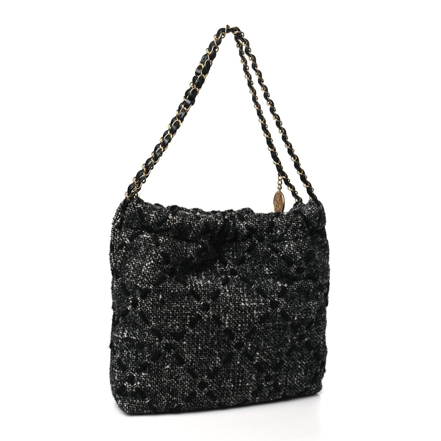 Tweed Quilted Chanel 22 Black Ecru