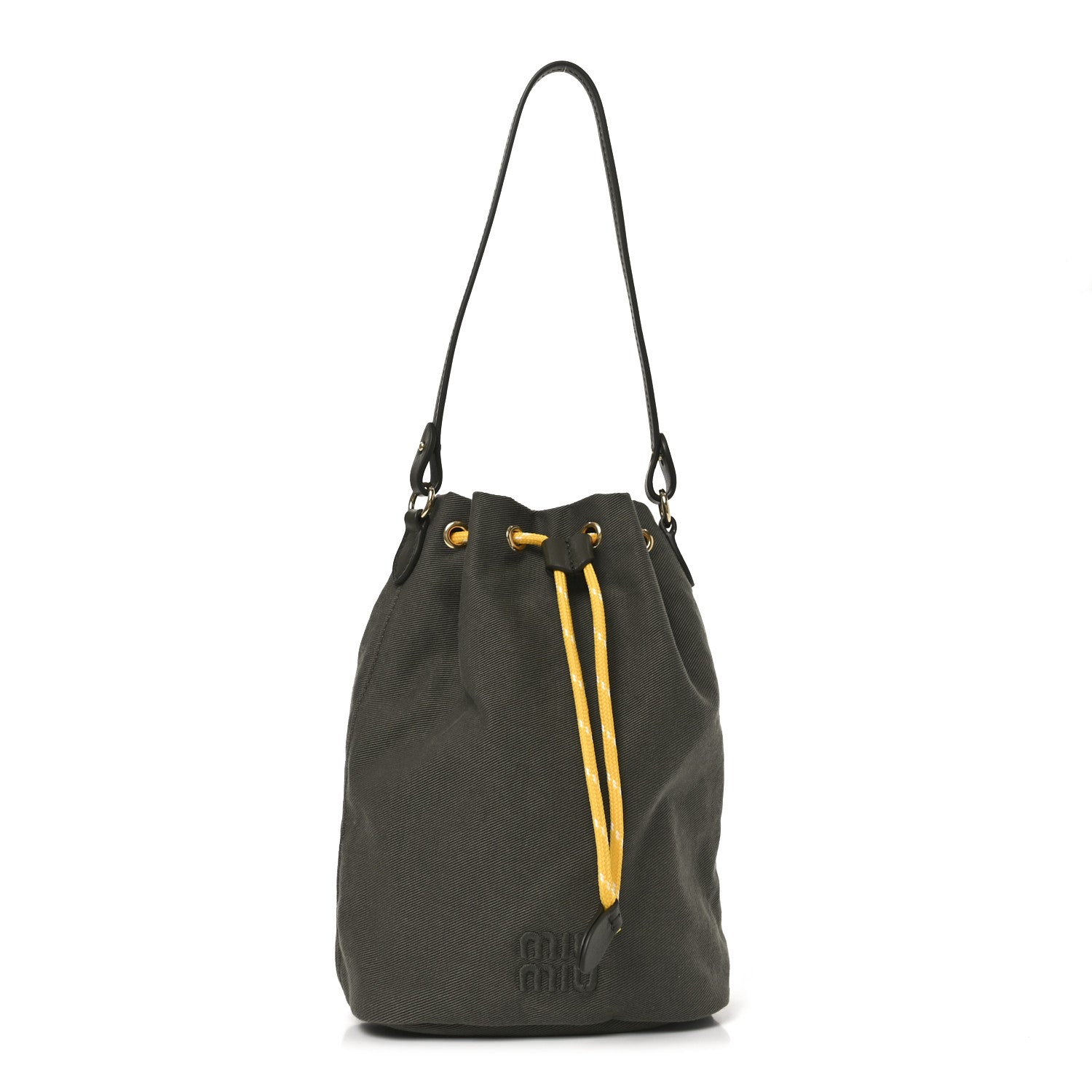 Miu Miu Canvas Gabardine Bucket Bag Oliva Giallo 1842524