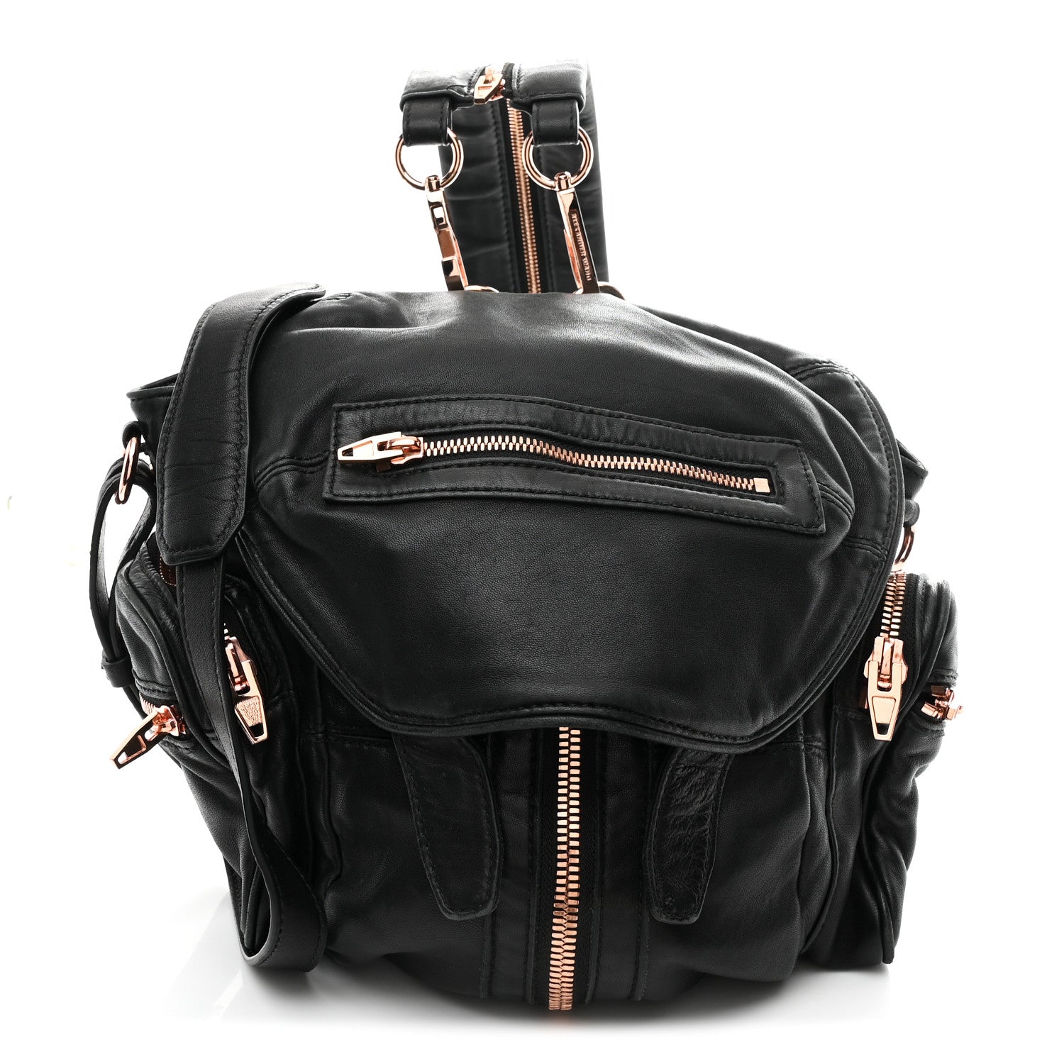 Alexander Wang Lambskin Marti Backpack Washed Black Rose Gold Hardware 1816644