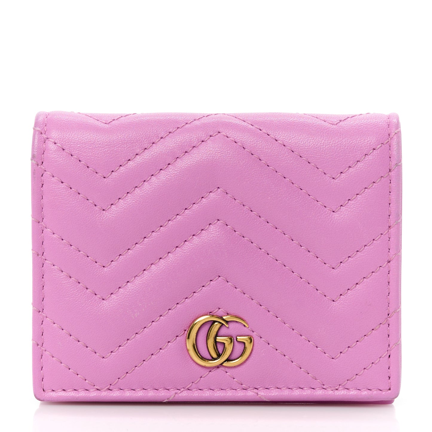 Calfskin Matelasse GG Marmont Card Case Candy Mousse