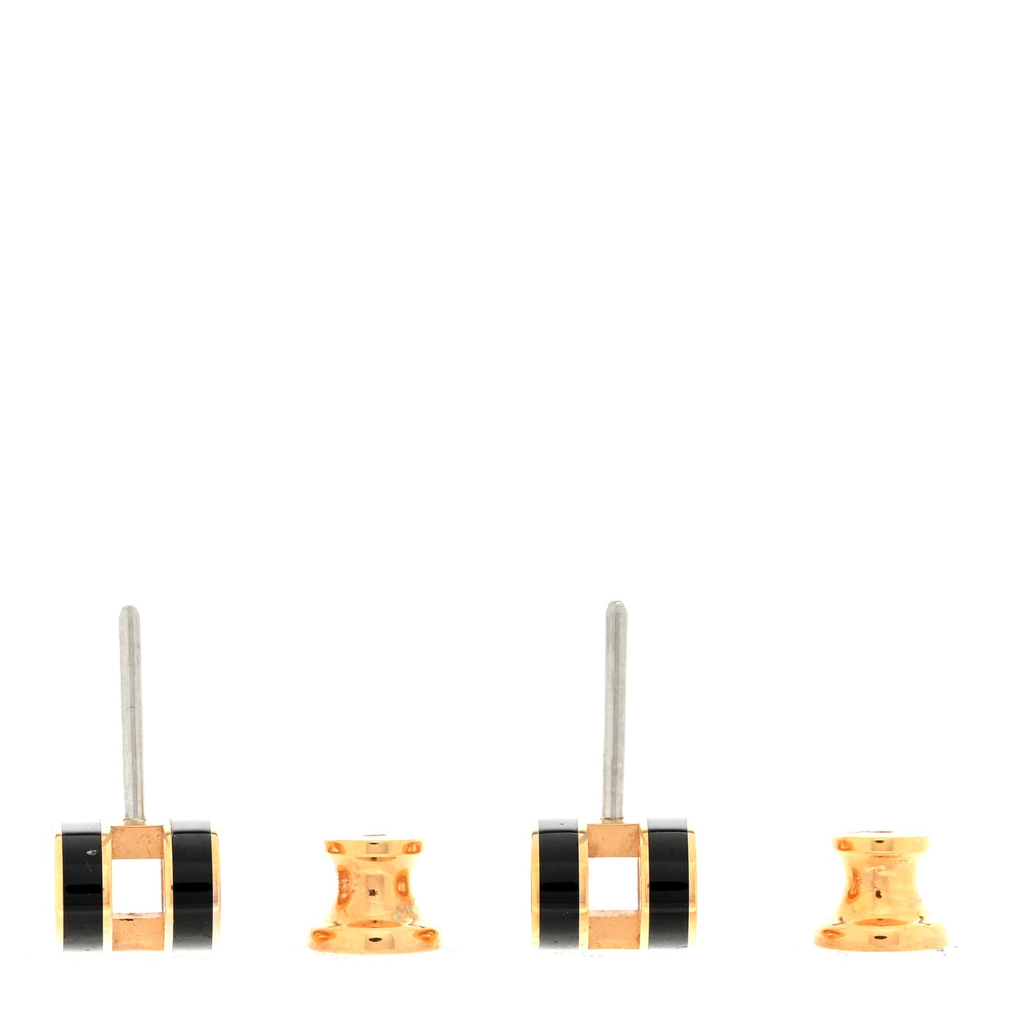 Rose Gold Lacquered Mini Pop H Earrings Black