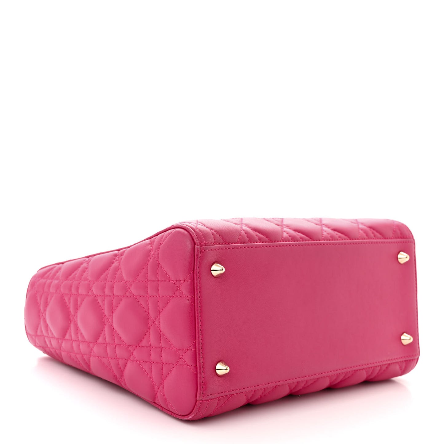 CHRISTIAN DIOR Lambskin Cannage Medium Lady Dior Fuchsia