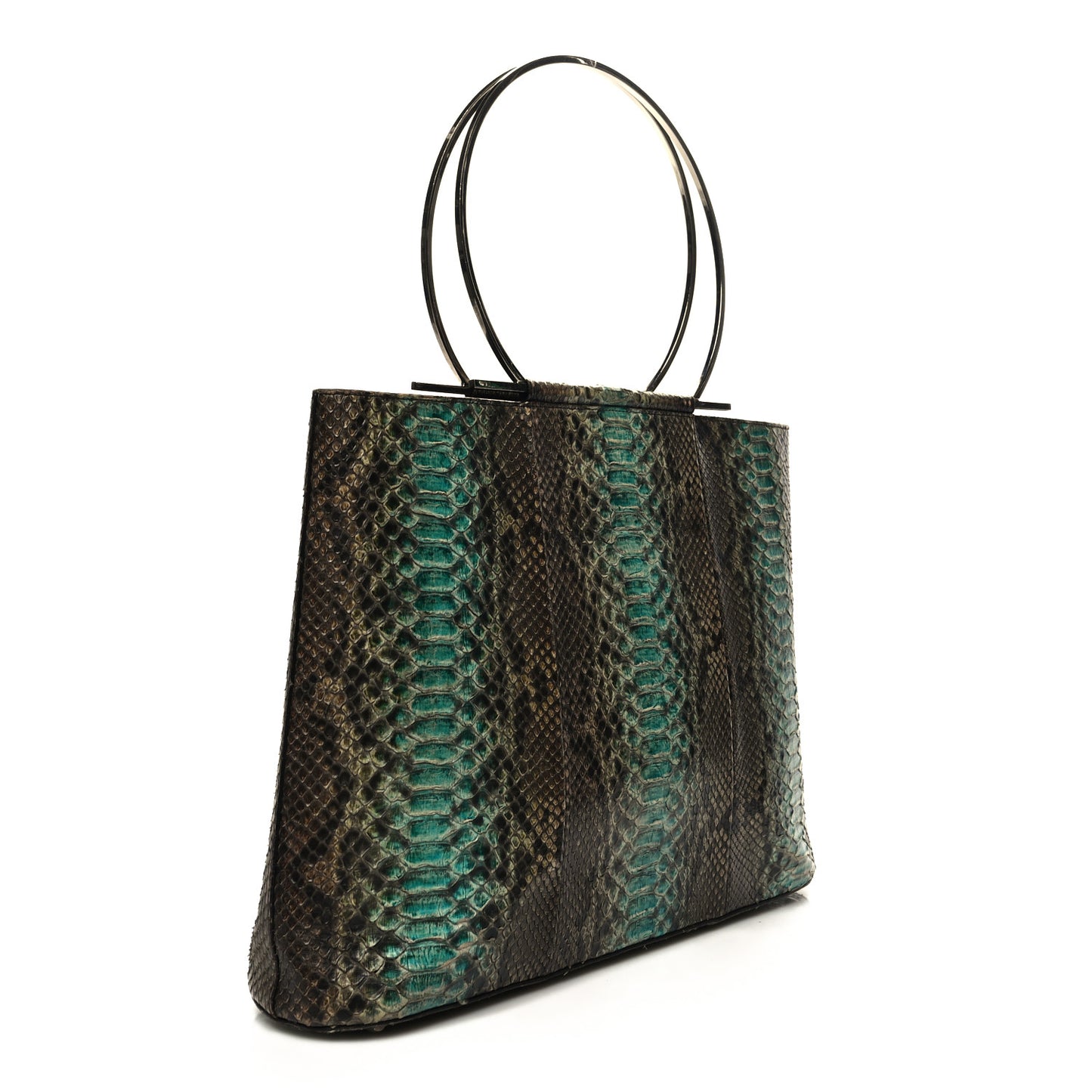 Snakeskin Degrade Gancio Top Handle Tote Blue Multicolor