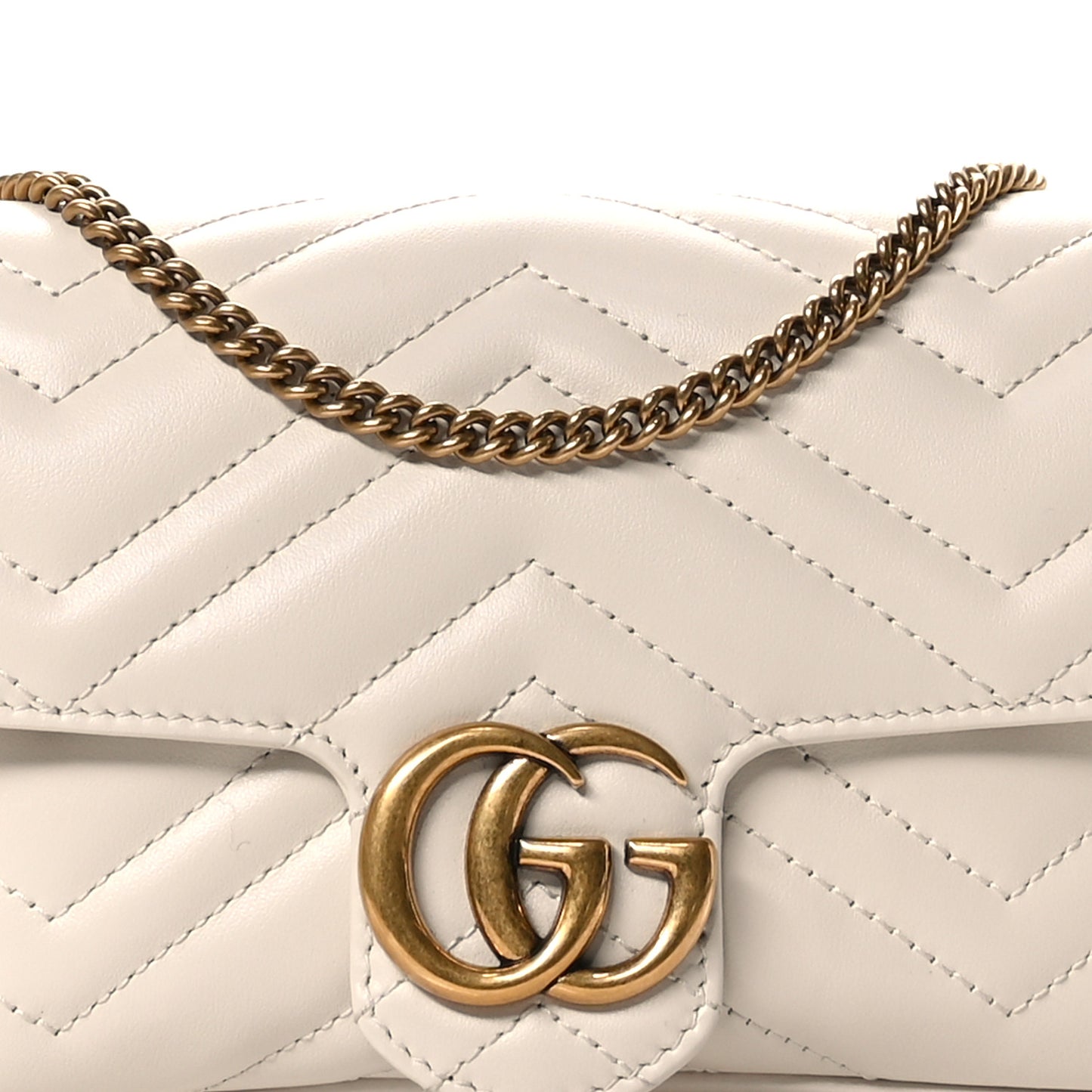 Calfskin Matelasse Mini GG Marmont Shoulder Bag With Card Holder White Black