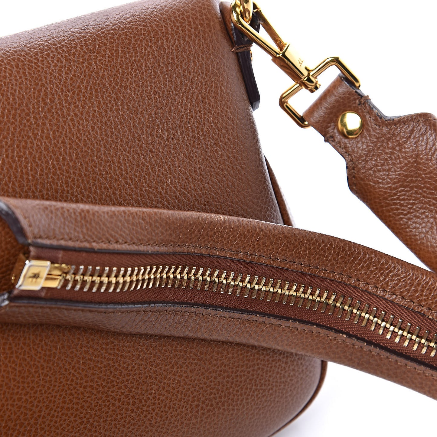 Pebbled Calfskin Mini Jennifer Crossbody Bag Caramel