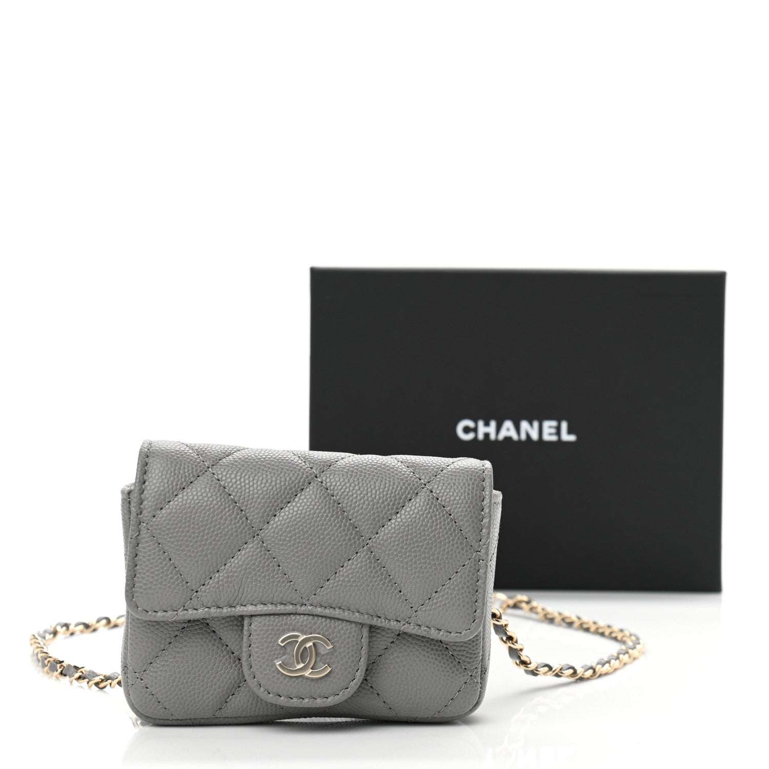 Chanel Caviar Quilted Mini Chain Belt Bag Grey 12 of 12