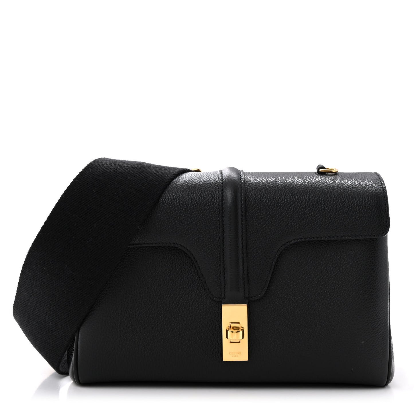 Grained Calfskin Teen Soft 16 Shoulder Bag Black