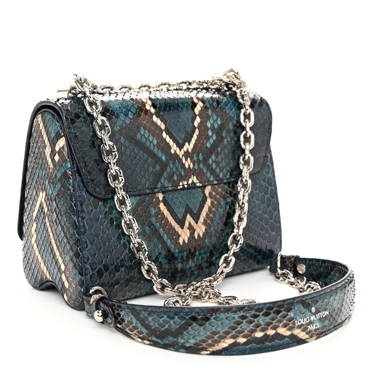 Snakeskin Twist Shoulder Bag PM Blue Multicolor