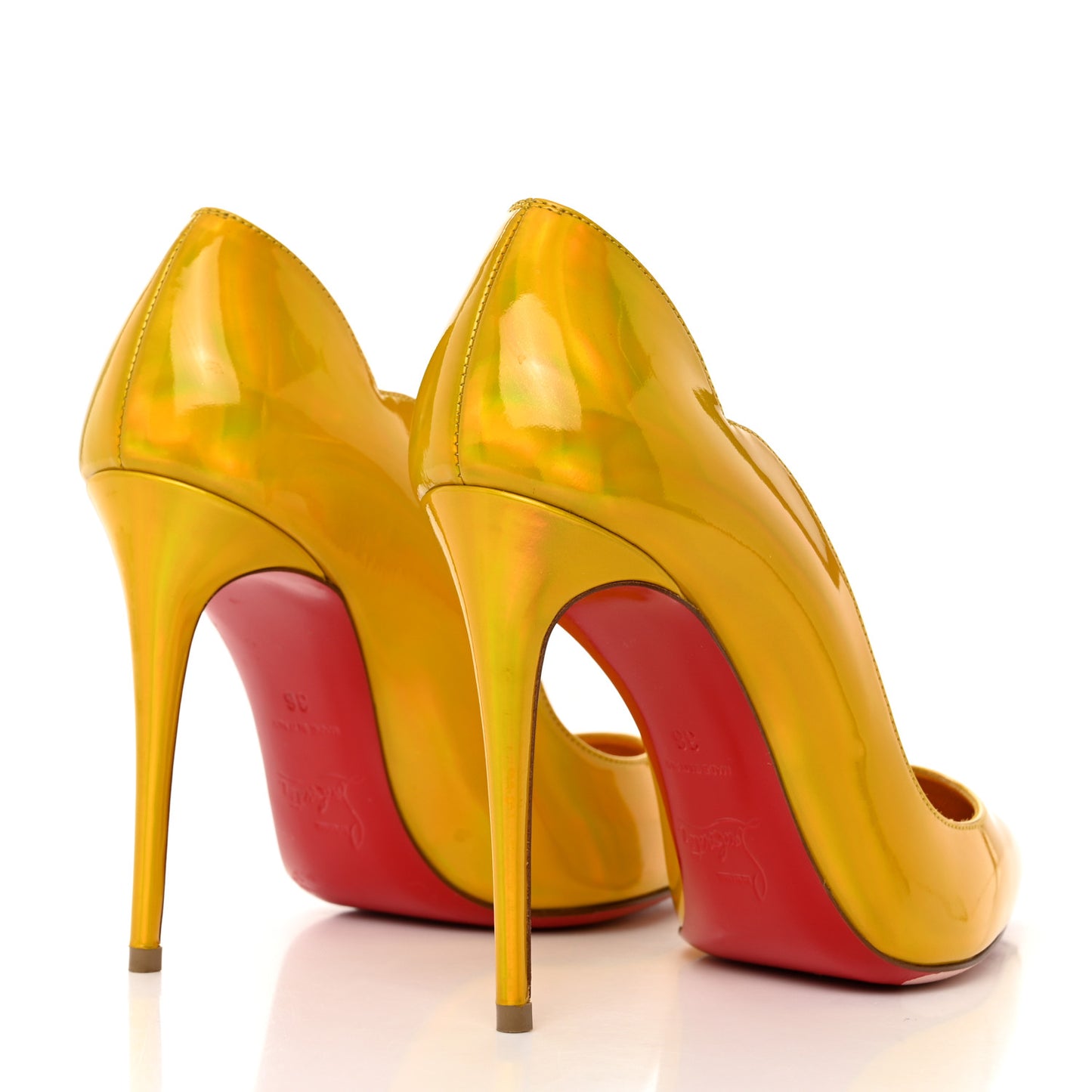 Metallic Patent Hot Chick 100 Pumps 36 Yellow