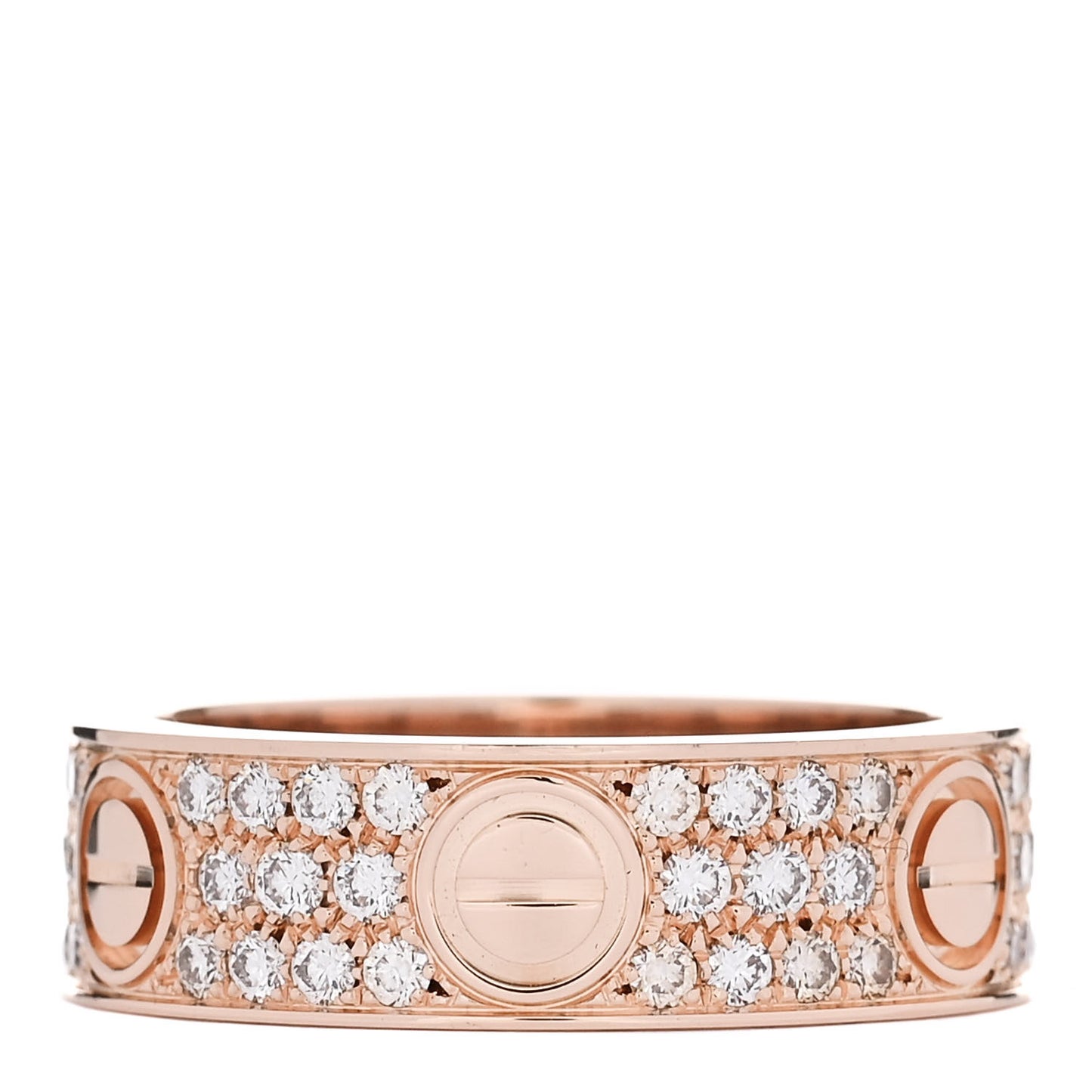 18K Pink Gold Diamond 6.5mm LOVE Paved Ring 57 8