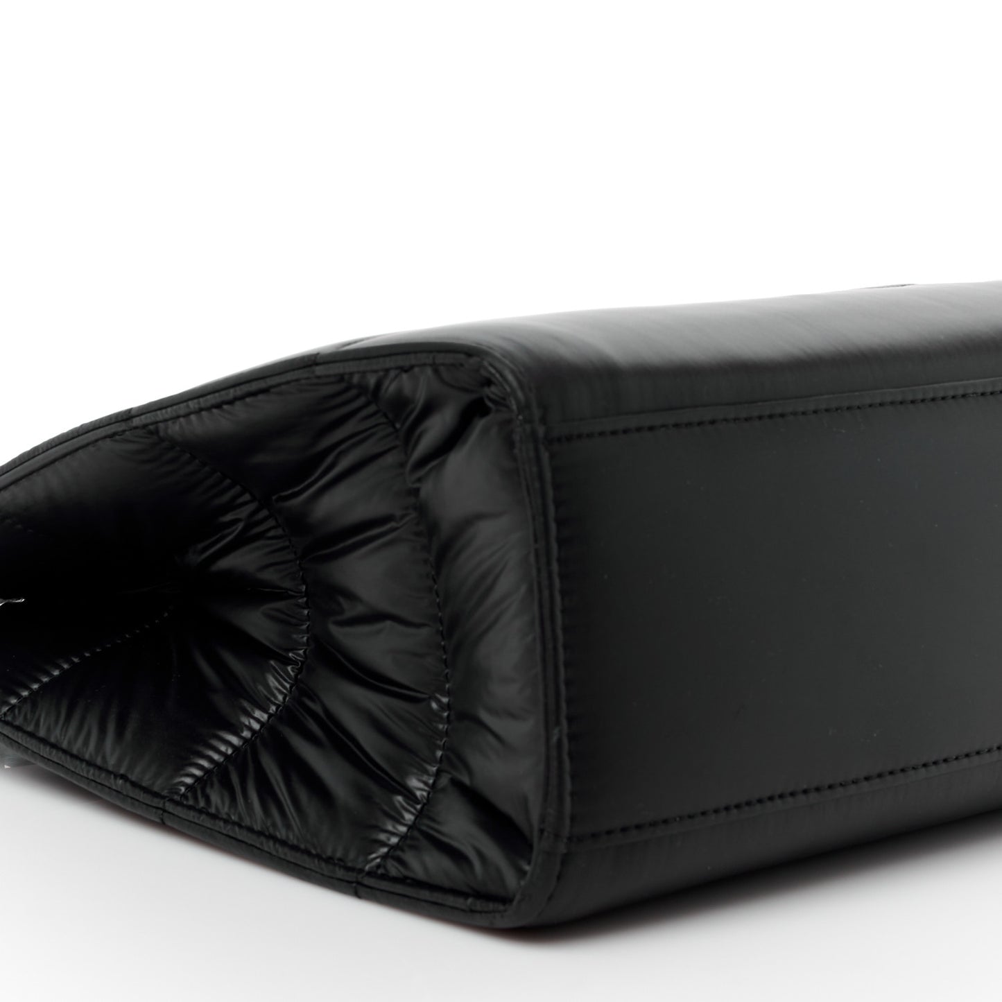 Nylon Medium Puff Shopping Bag Black