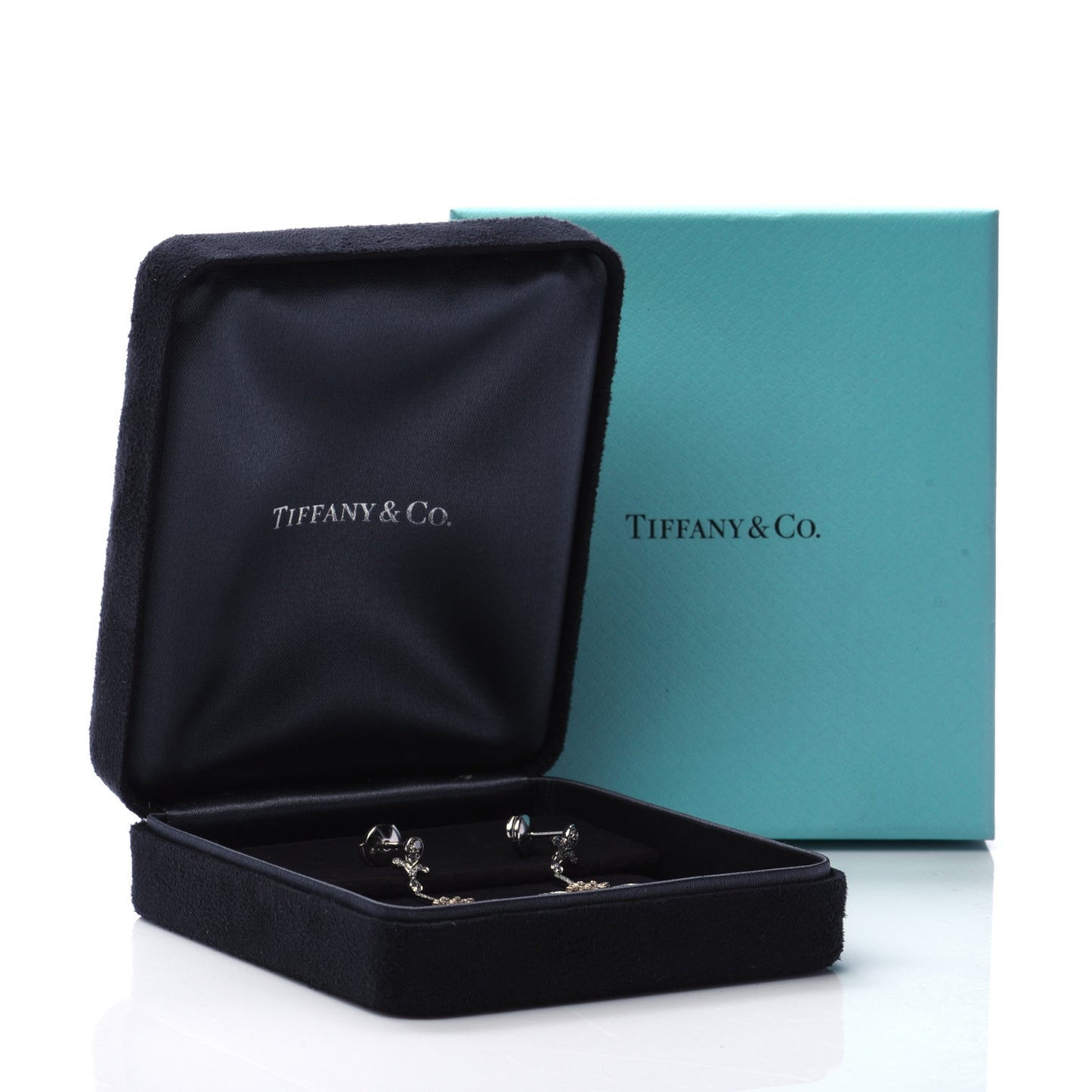 Platinum 18K Rose Gold Diamond Enchant Scroll Drop Earrings