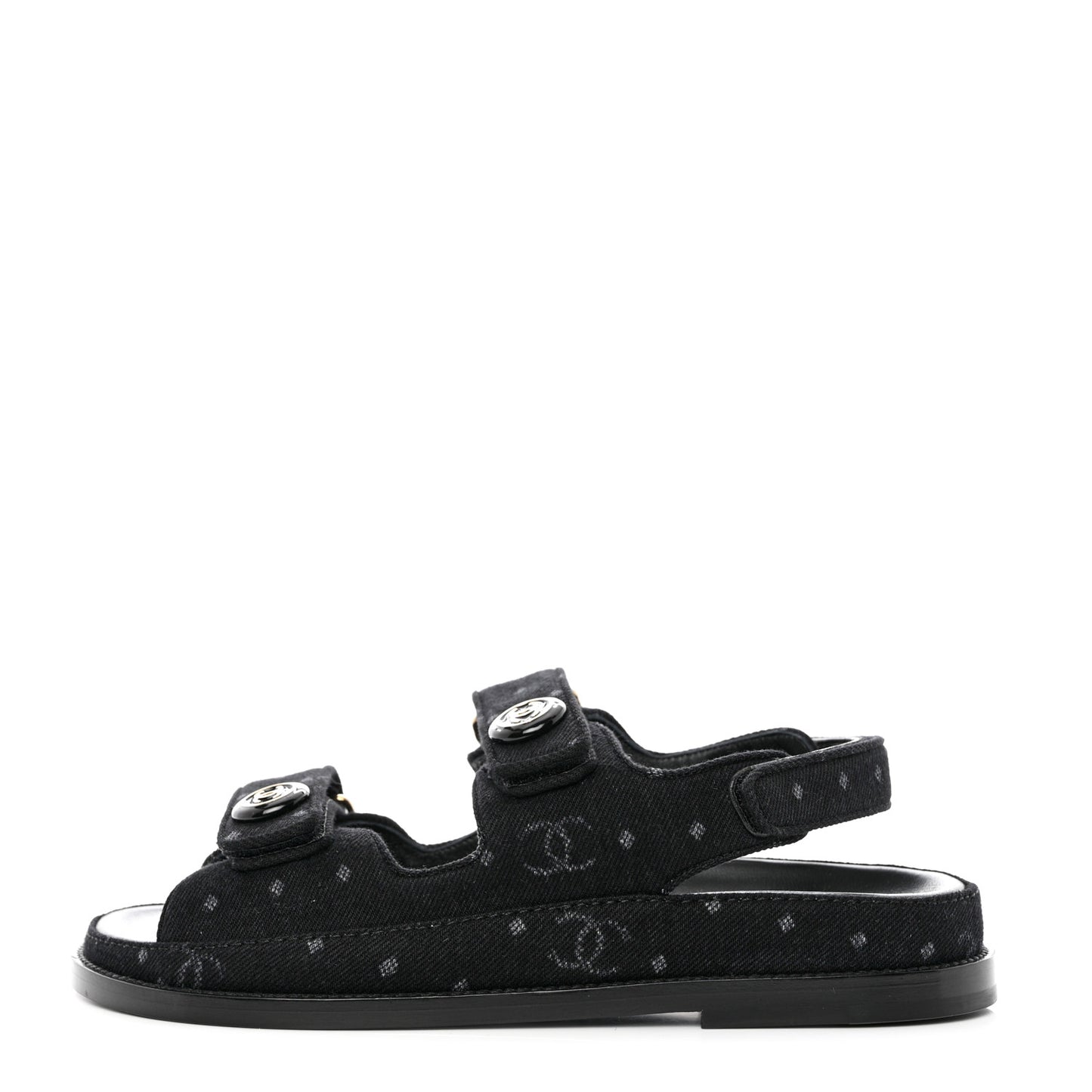 Denim Printed Dad Sandals 38 Black