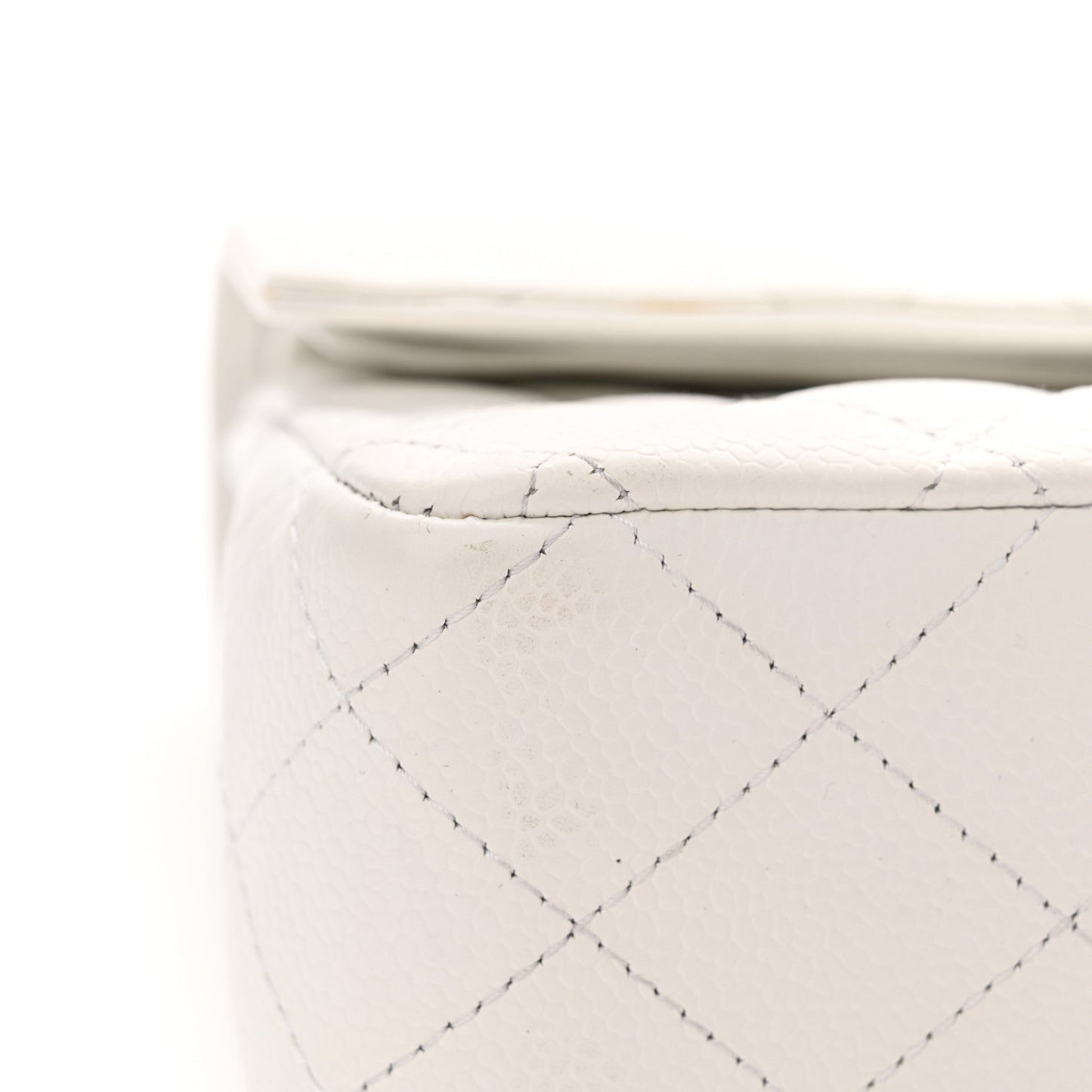 Caviar Quilted Medium Double Flap White