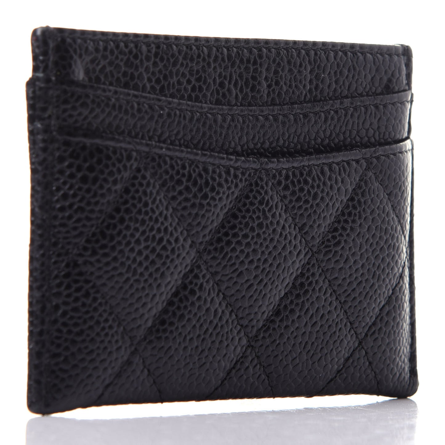 Caviar Quilted Card Holder Black