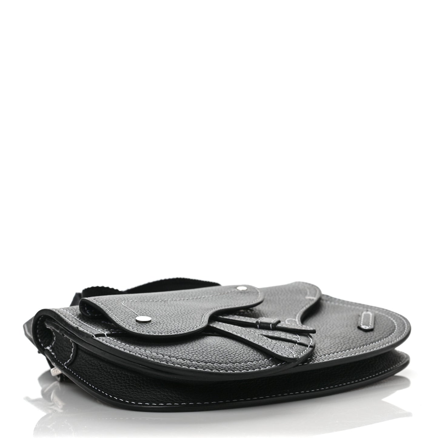X KAWS Grained Calfskin Saddle Pouch Black